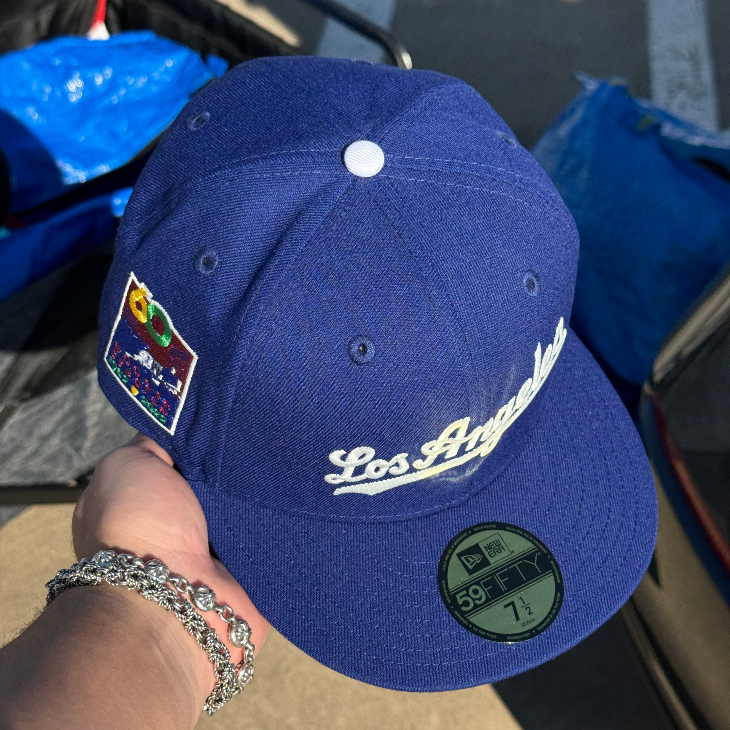 NWT 1/2 Blue Los Angeles Dodgers 60th Anniversary 59fifty New Era Fitted Hat Cap