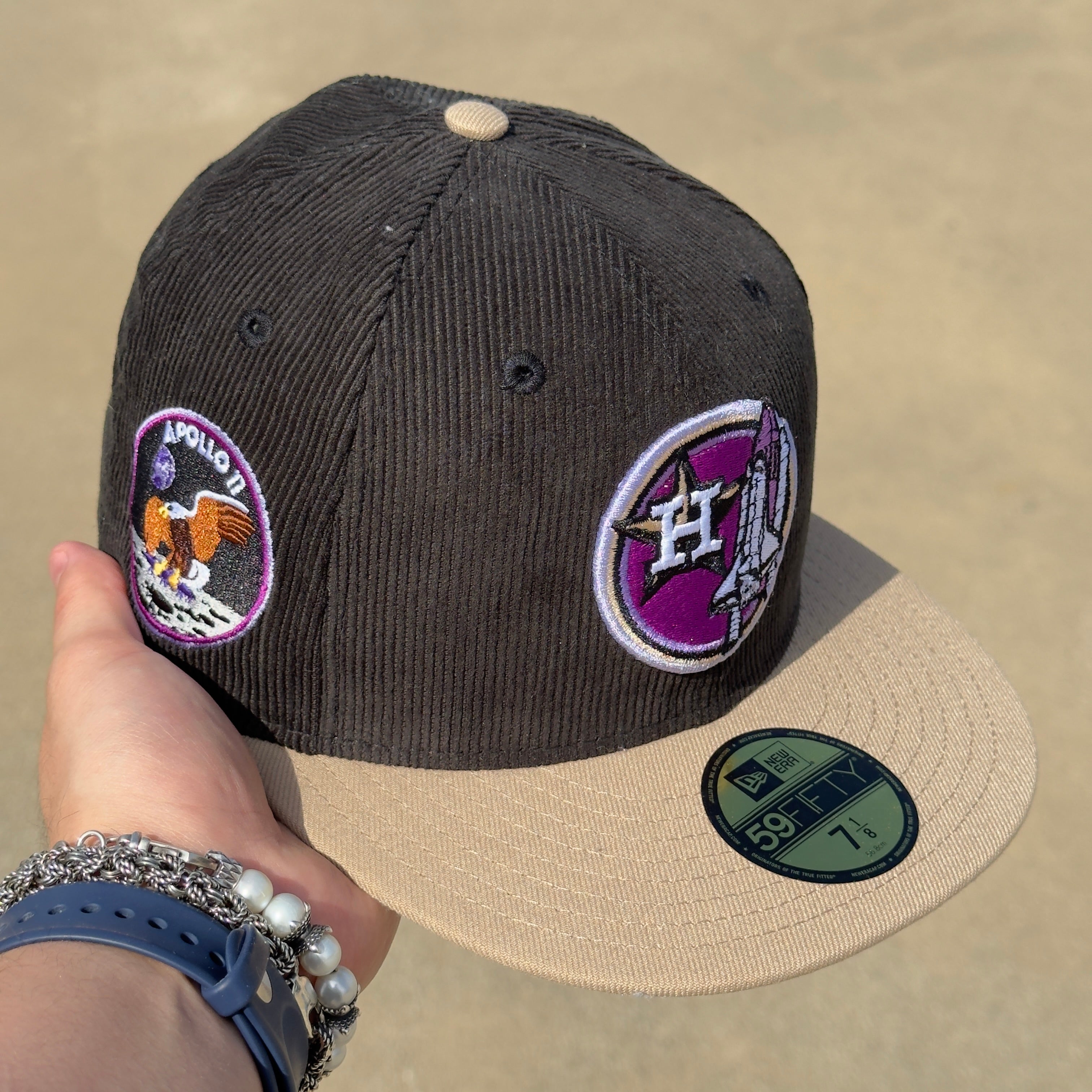 7 1/8 Houston Astros Apollo 11 Corduroy NASA 59fifty New Era Fitted Cap Hat Sun