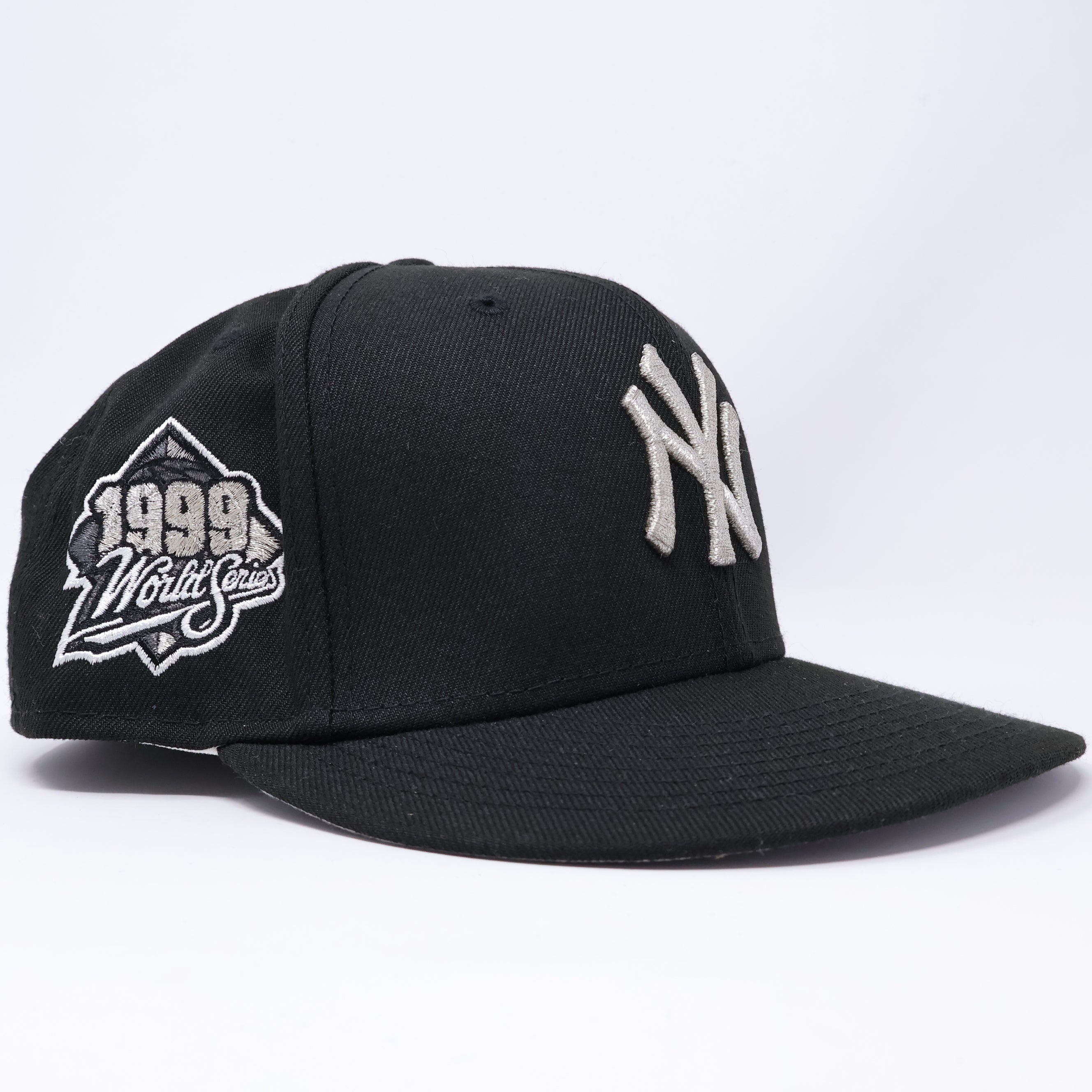 USED 3/4 Black New York Yankees 1999 World Series 59fifty New Era Fitted Hat Cap