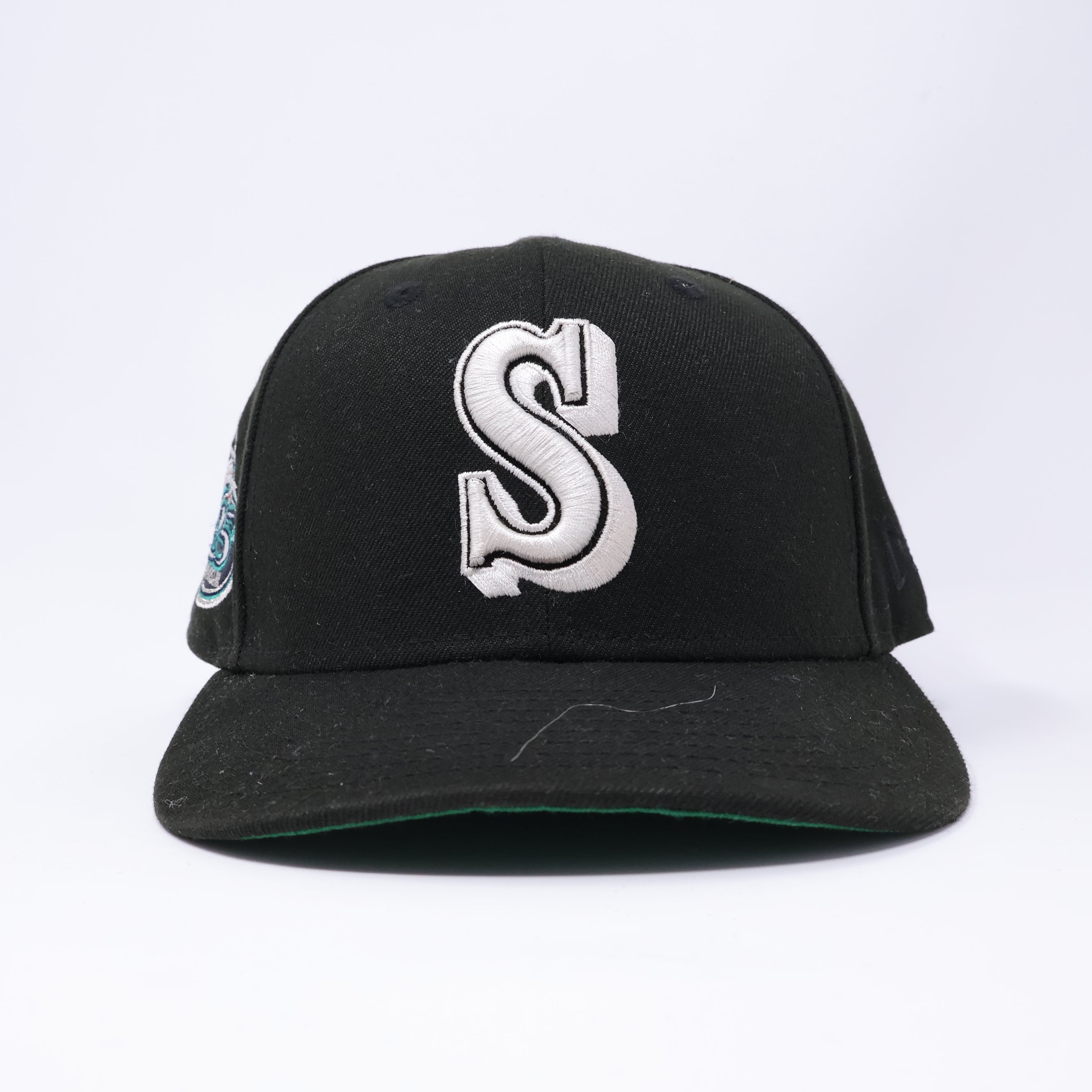 USED 3/4 Black Seattle Mariners 25th Anniversary 59fifty New Era Fitted Hat Cap