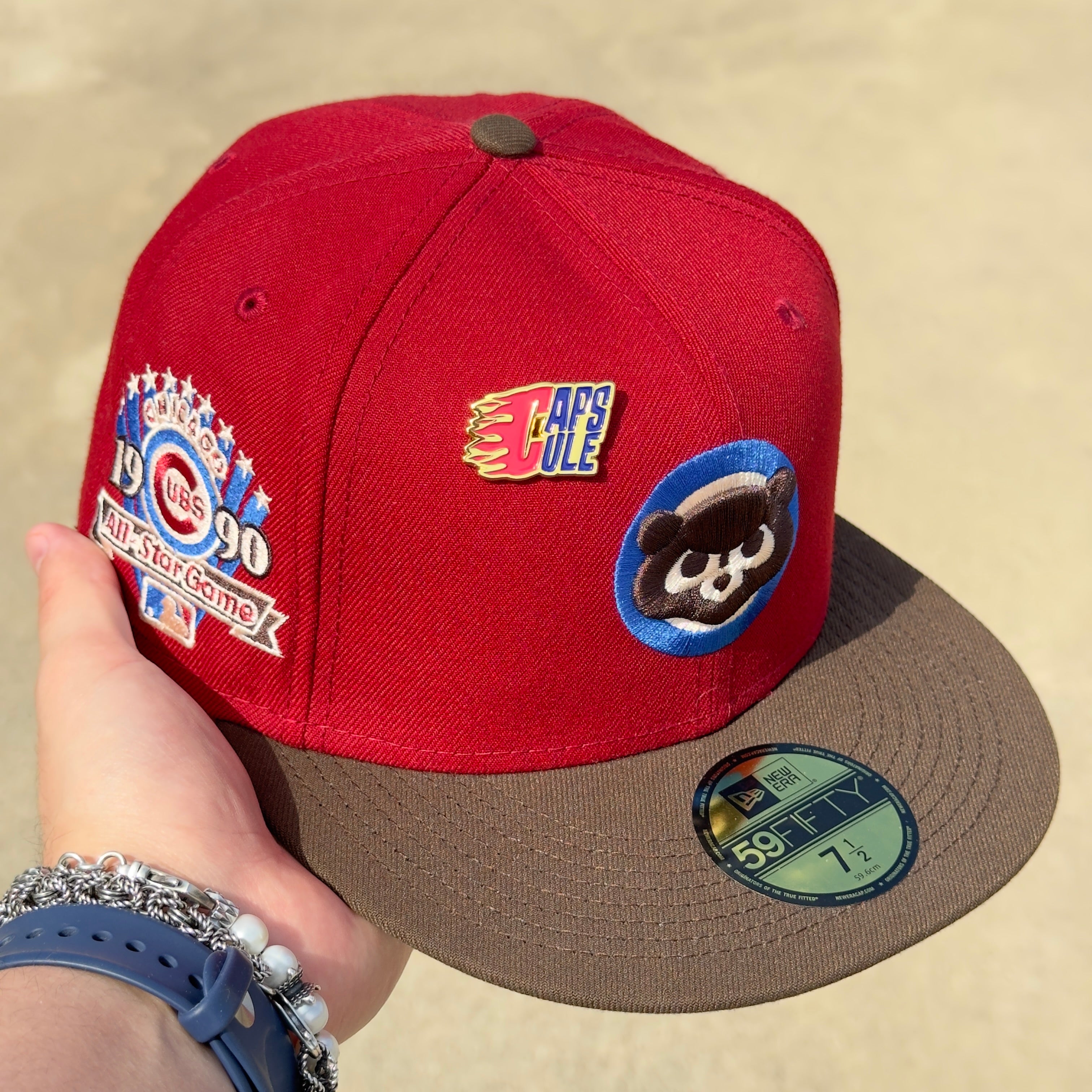 7 1/2 Burgundy Chicago Cubs All Star Game 59fifty New Era fitted Cap Hat Sun