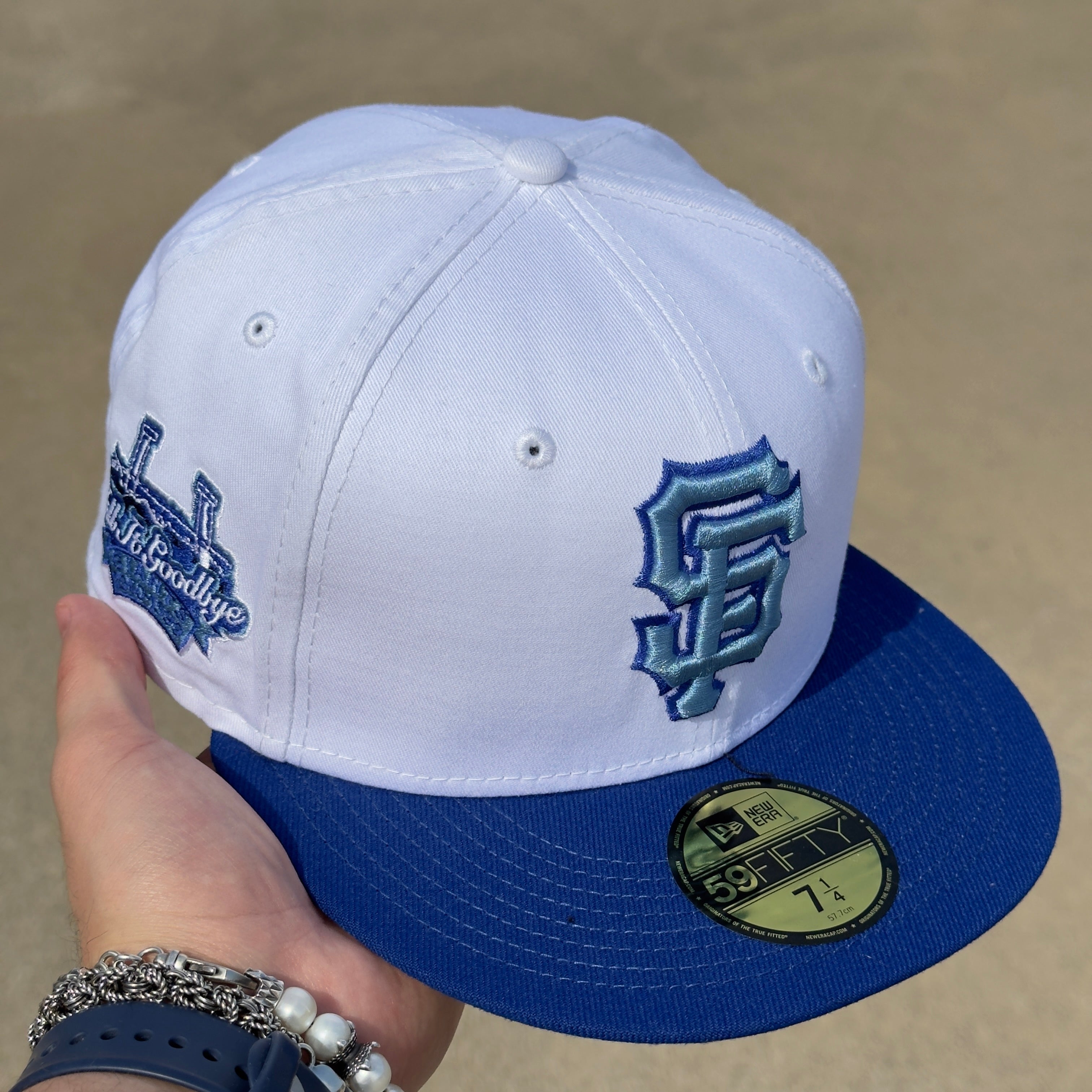 7 1/4 Blue San Francisco Giants Tell It Goodbye 59fifty New Era fitted Cap Hat Sun