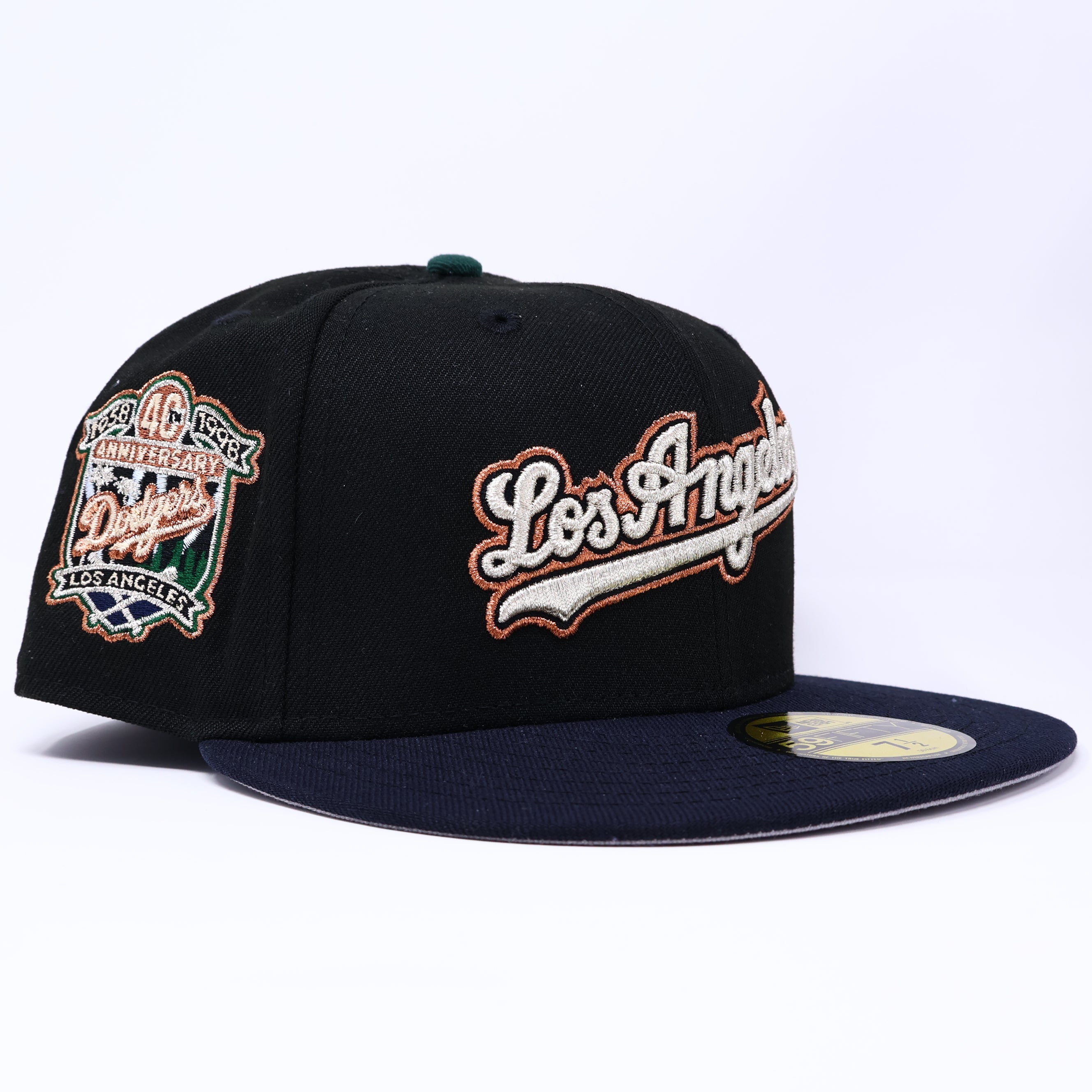 NWT 1/2 Black Los Angeles Angels 40th Anniversary 59fifty New Era Fitted Hat Cap
