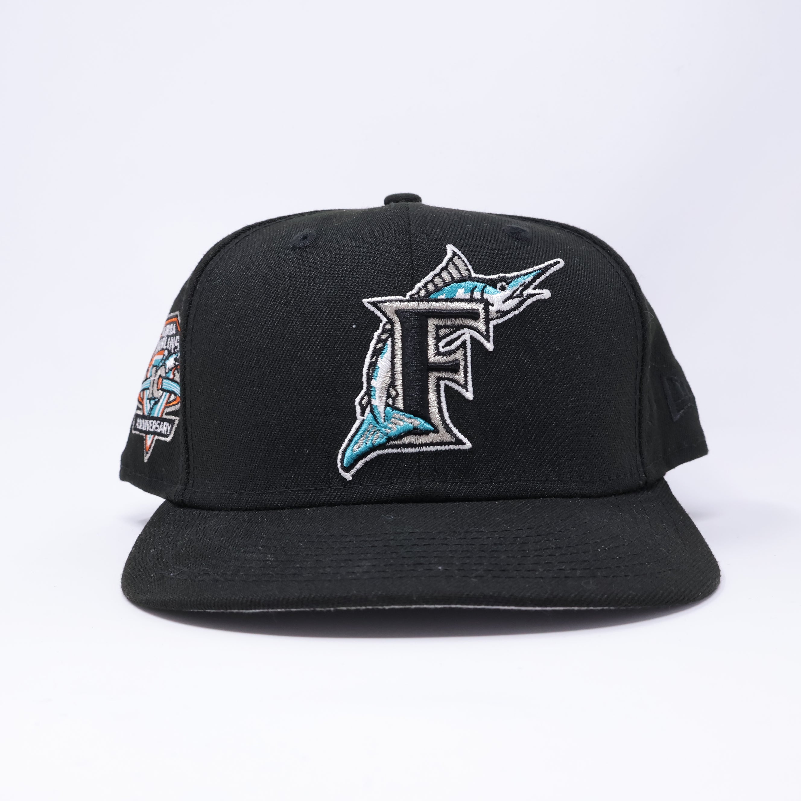 USED 3/4 Black Florida Marlins 10th Anniversary 59fifty New Era Fitted Hat Cap