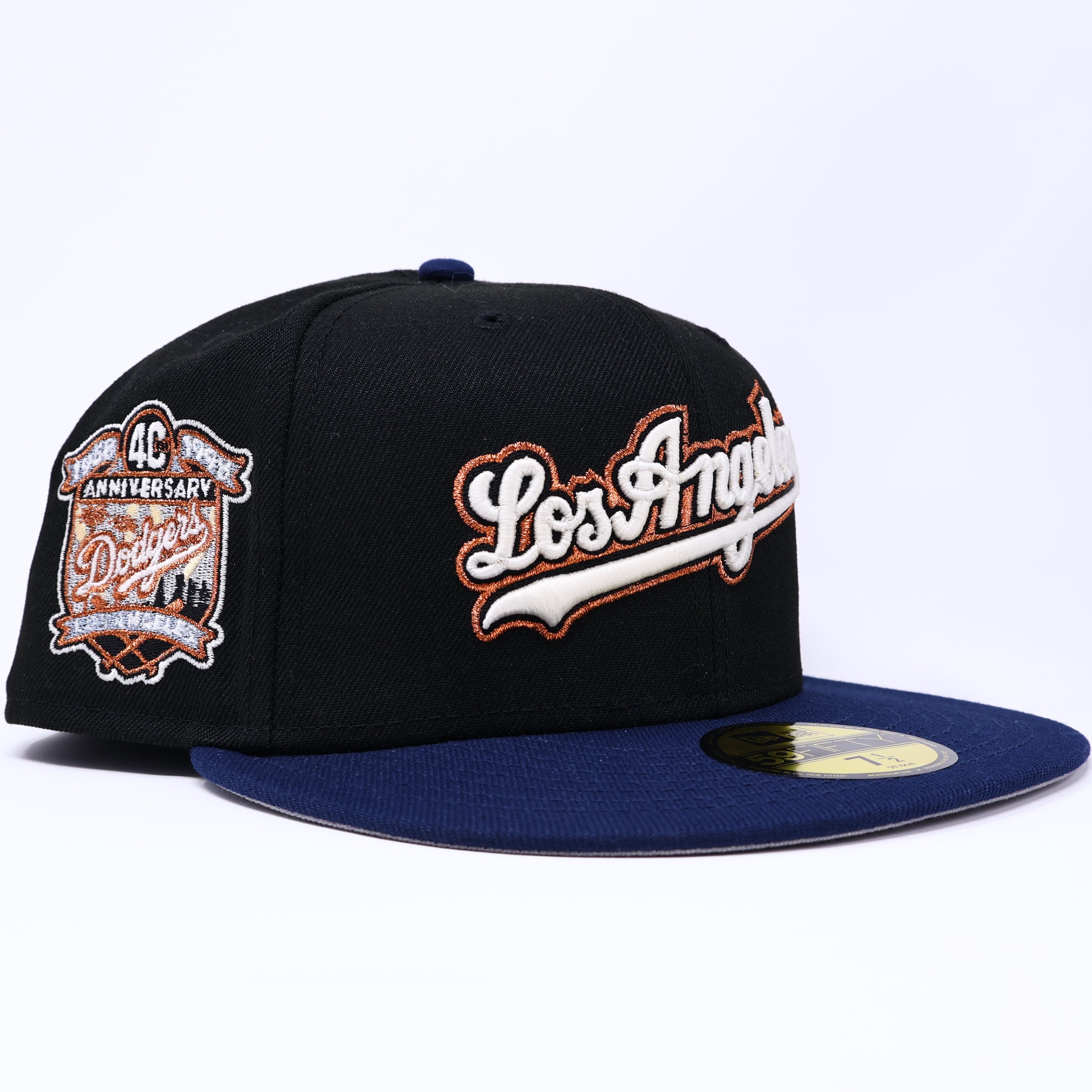 NWT 1/2 Black Los Angeles Dodgers 40th Anniversary 59fifty New Era Fitted Hat Cap