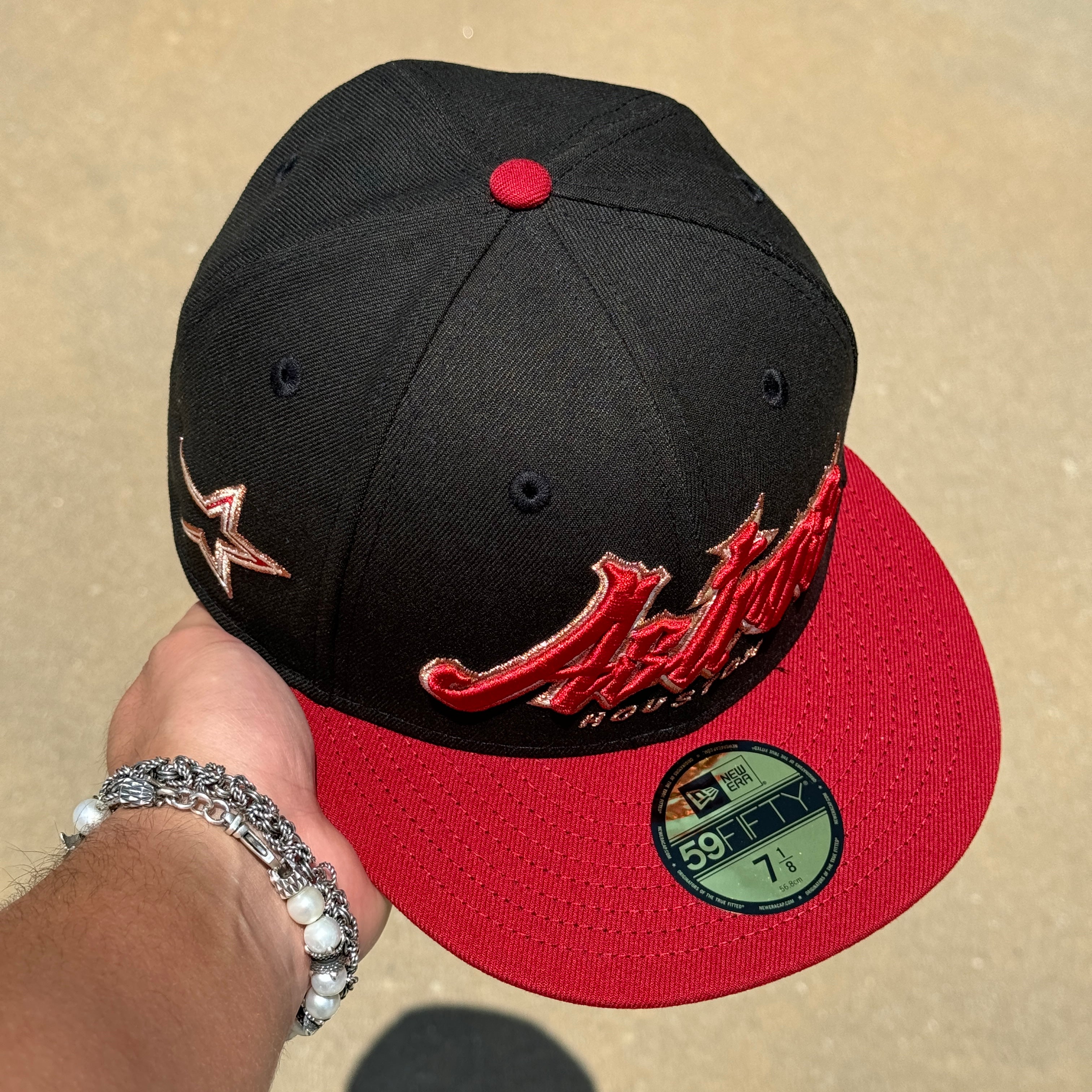 Black Houston Astros Wizard Script Star 59fifty New Era Fitted Hat Cap