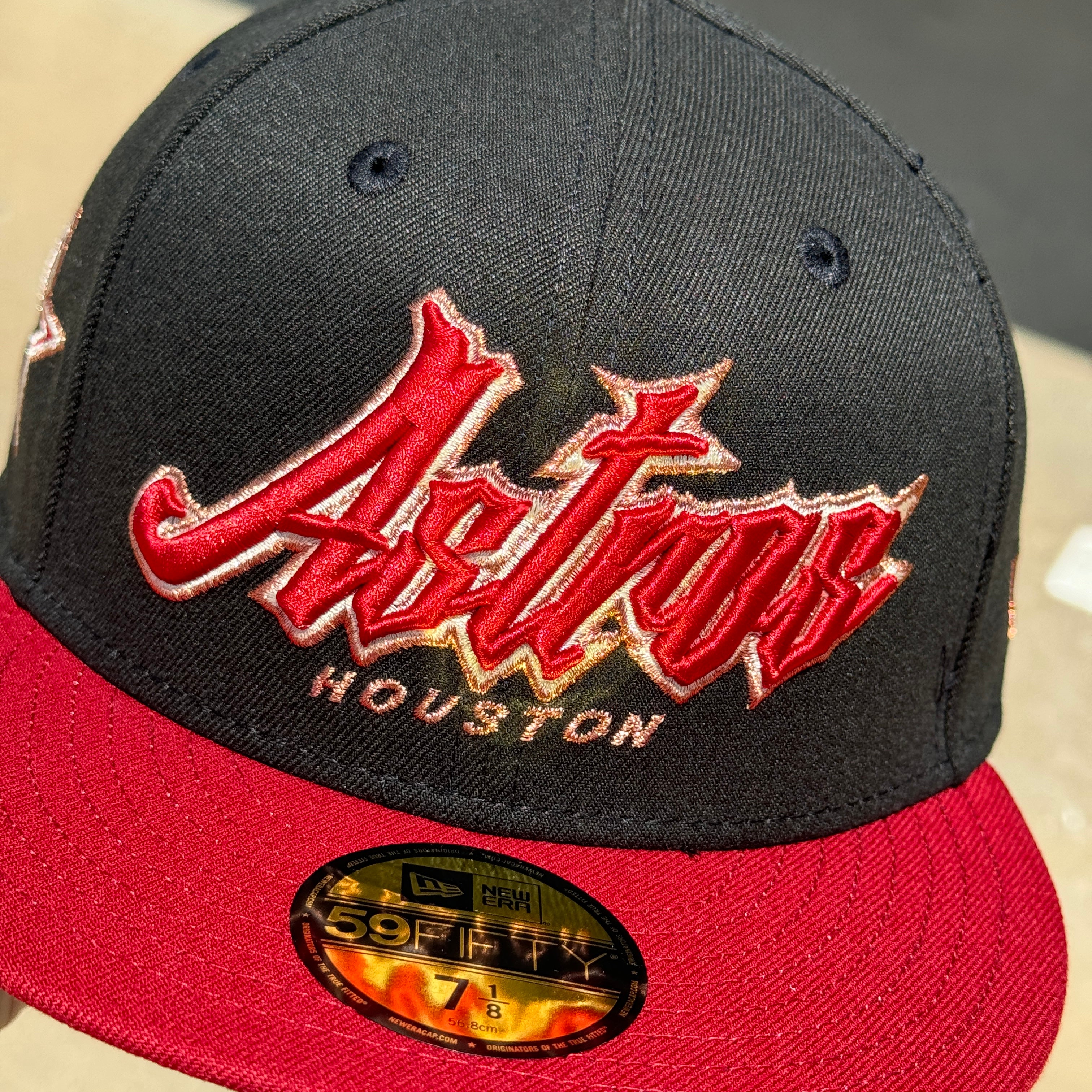 Black Houston Astros Wizard Script Star 59fifty New Era Fitted Hat Cap