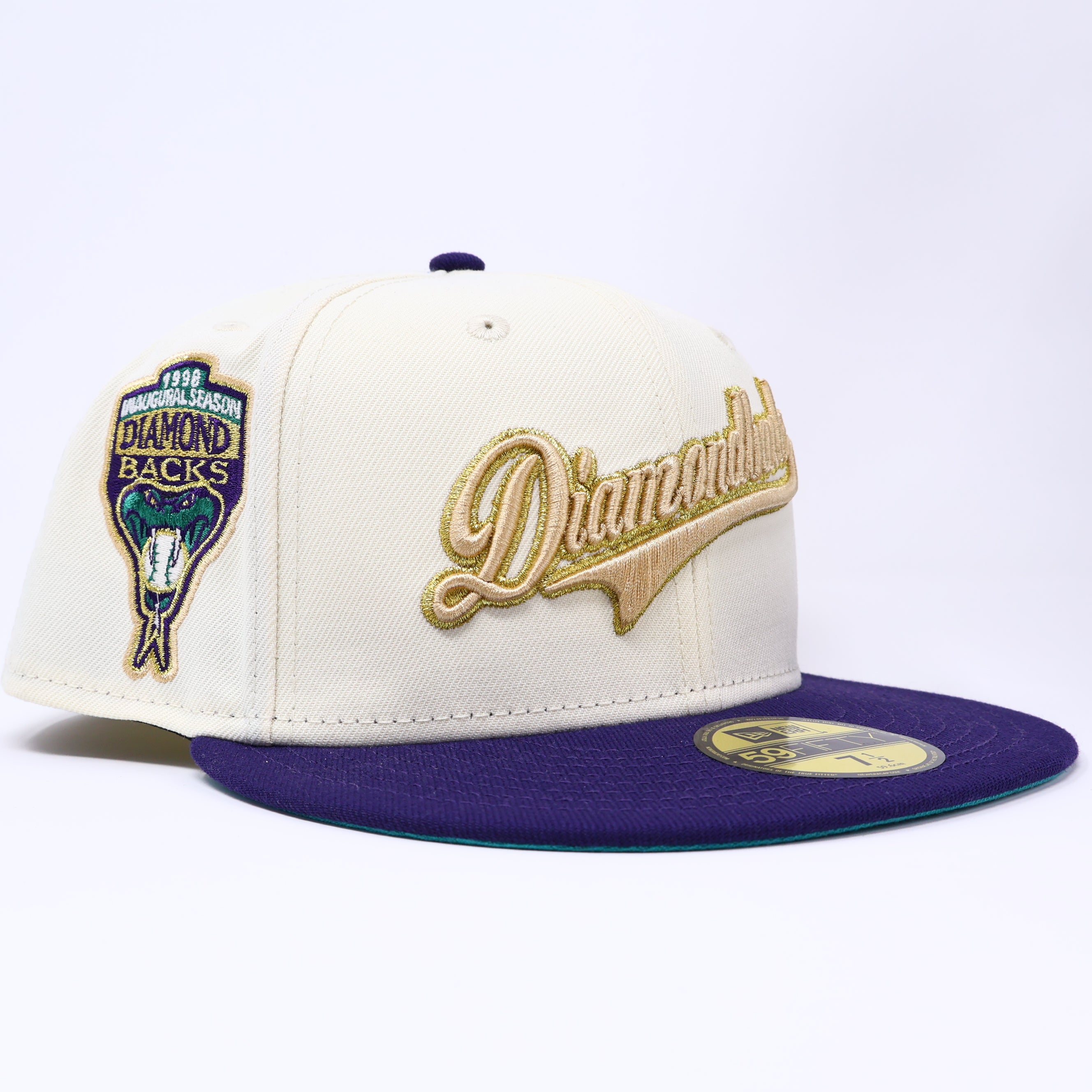 NWT 1/2 Chrome Arizona Diamondbacks 1998 Inaugural 59fifty New Era Fitted Hat Cap