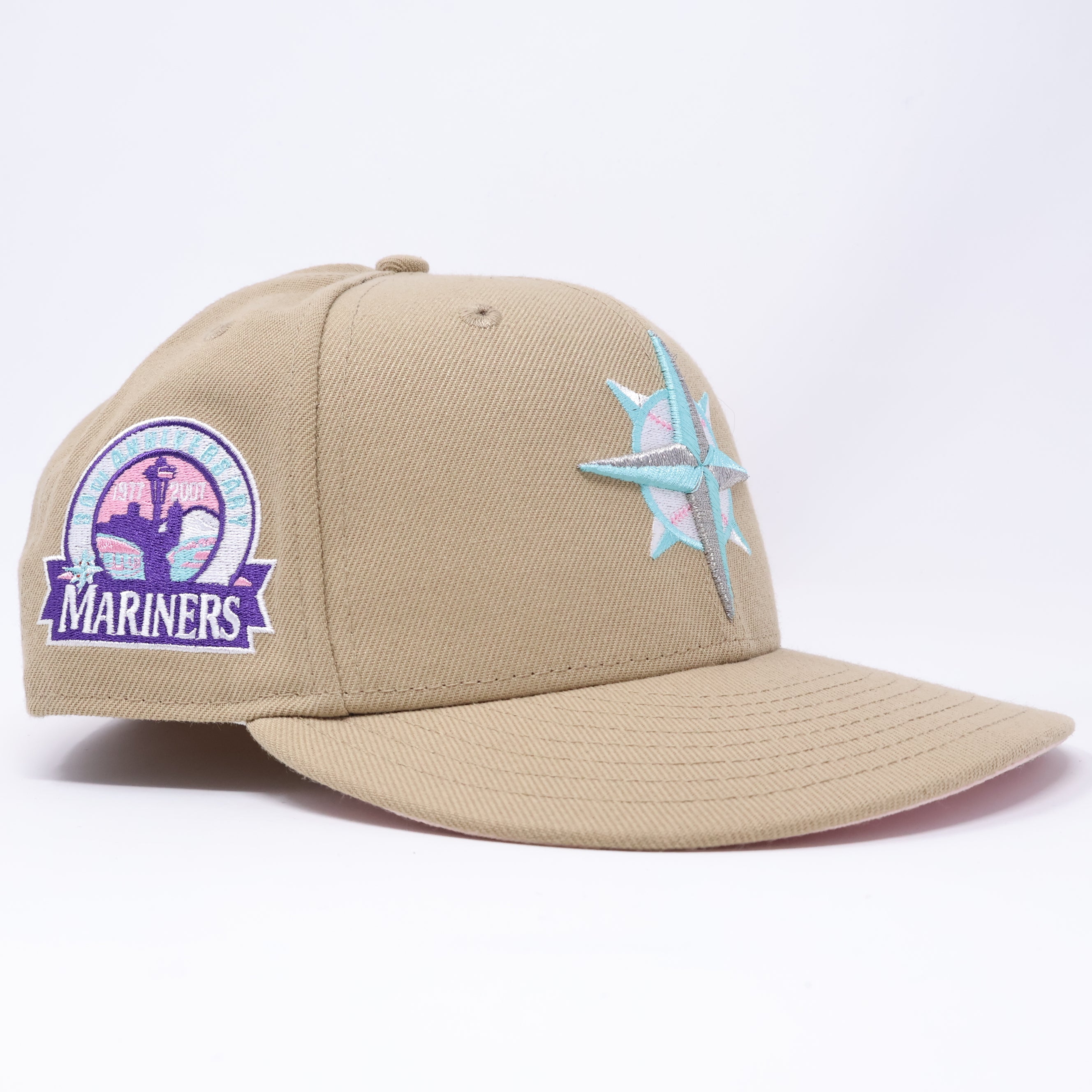 USED 3/4 Khaki Seattle Mariners 30th Anniversary 59fifty New Era Fitted Hat Cap
