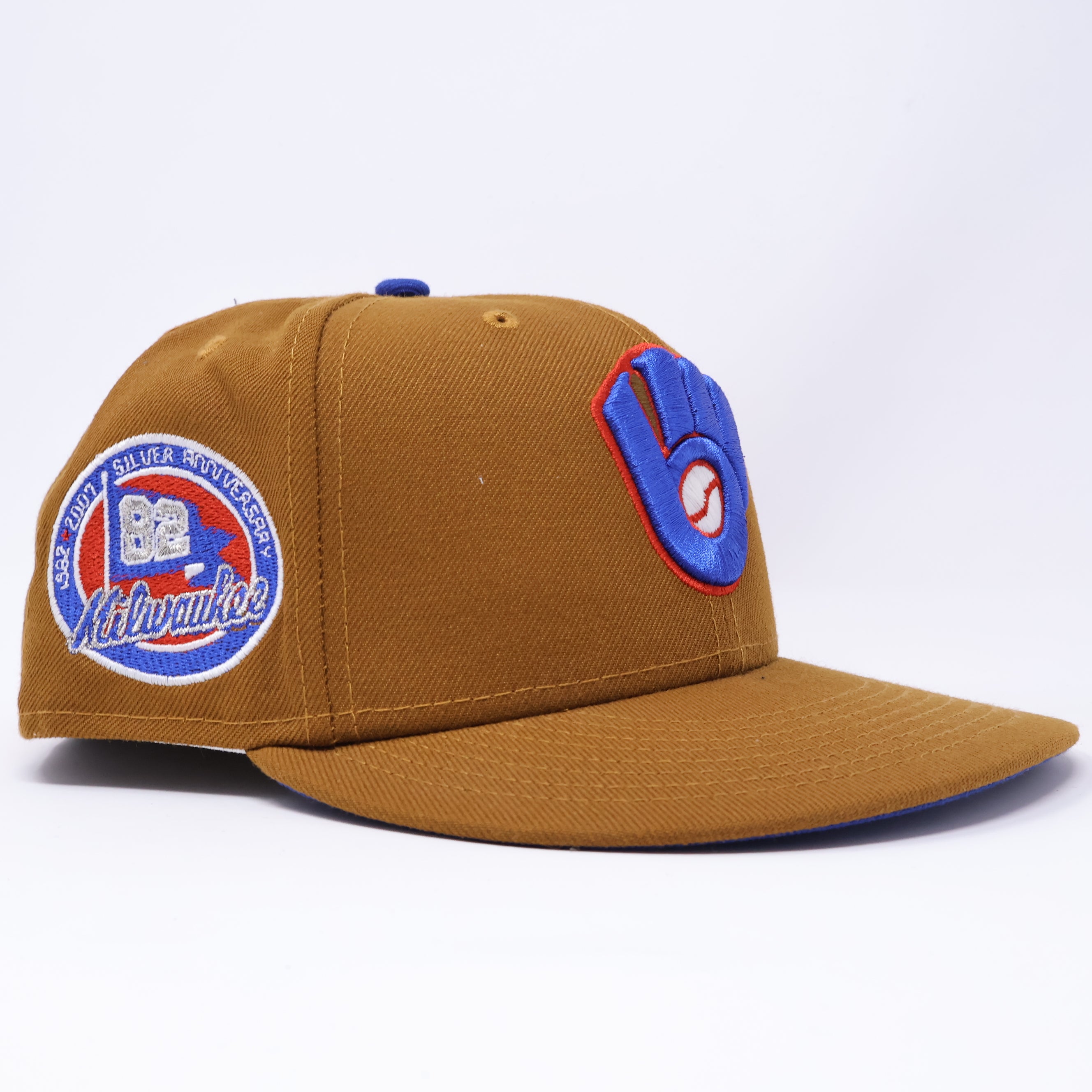 USED 3/4 Brown Milwaukee Brewers Silver Anniversary 59fifty New Era Fitted Hat Cap
