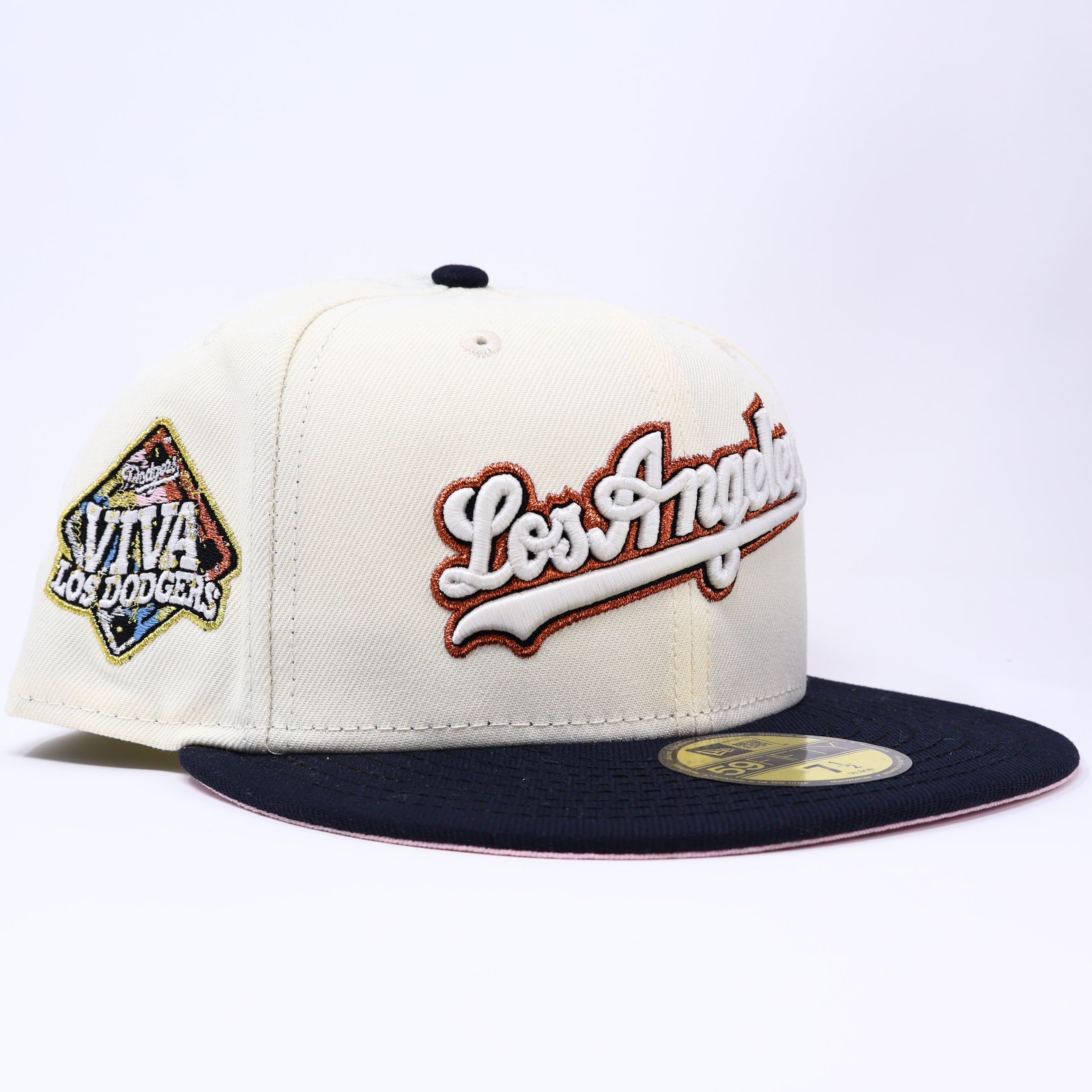 NWT 1/2 Chrome Los Angeles Dodgers Viva Los 59fifty New Era Fitted Hat Cap