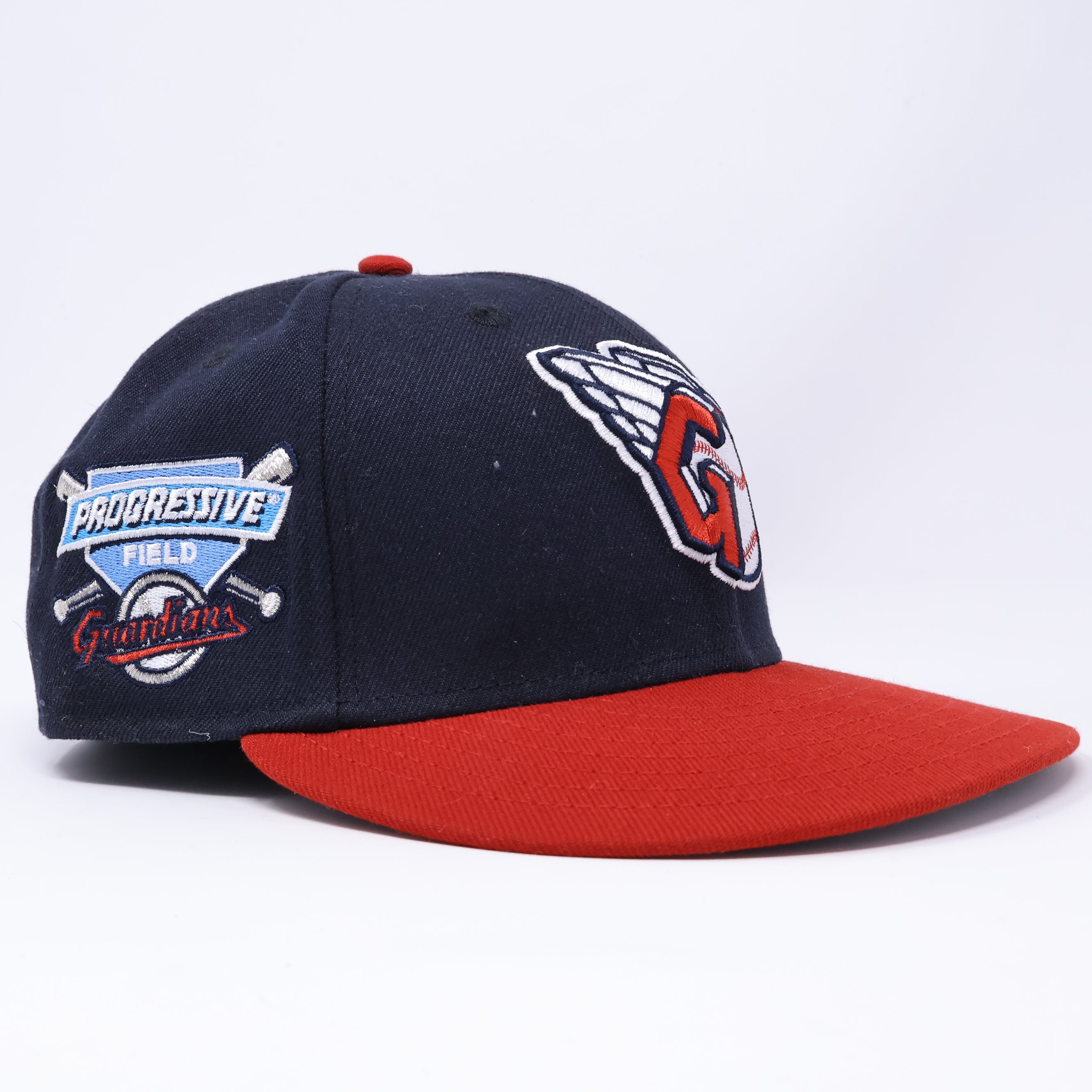 USED 3/4 Navy Cleveland Guardians Progressive Field 59fifty New Era Fitted Hat Cap