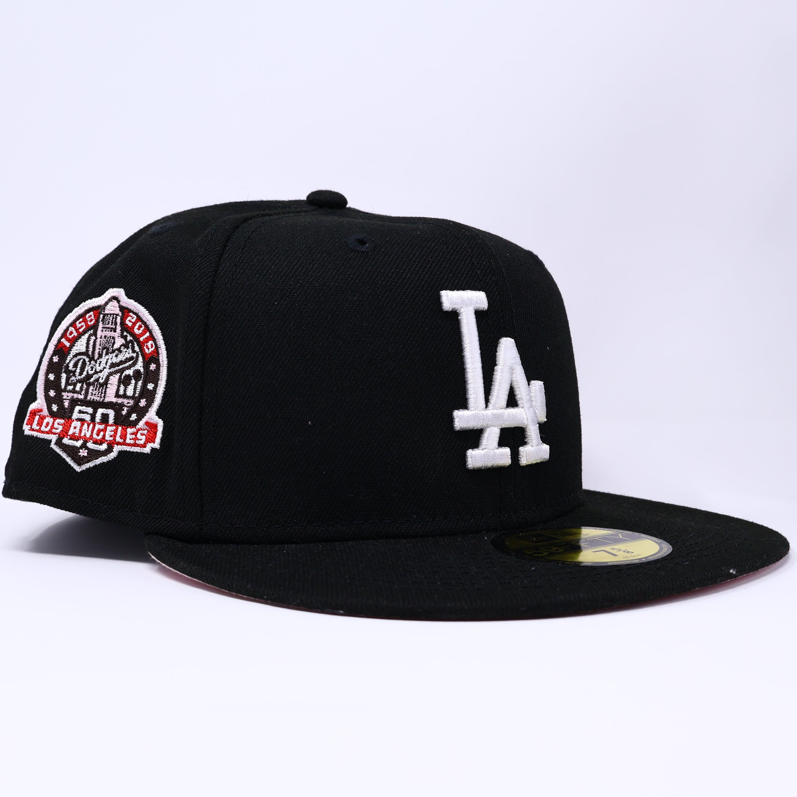 NWT 5/8 Black Los Angeles Dodgers 50th Anniversary 59fifty New Era Fitted Hat Cap