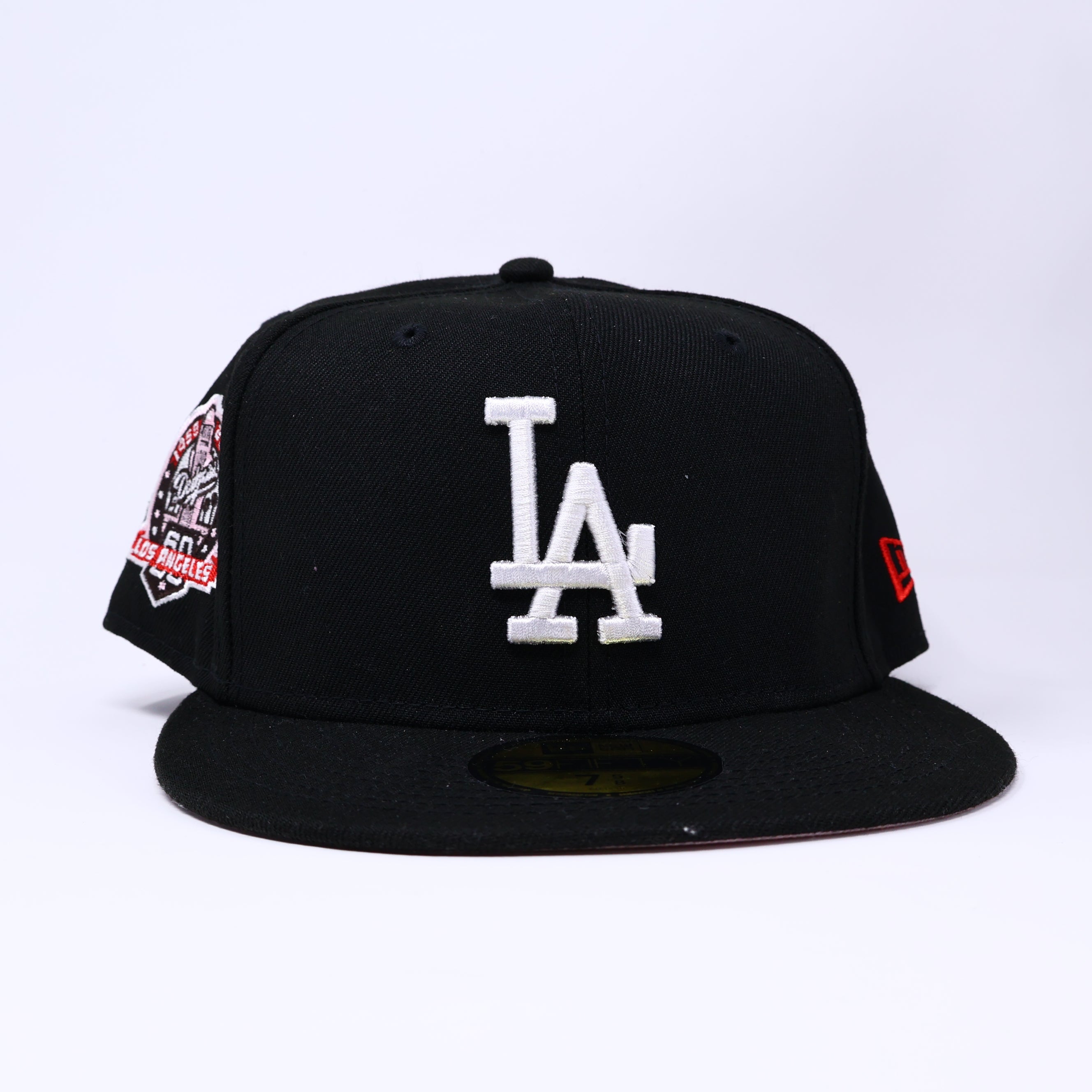 NWT 5/8 Black Los Angeles Dodgers 50th Anniversary 59fifty New Era Fitted Hat Cap