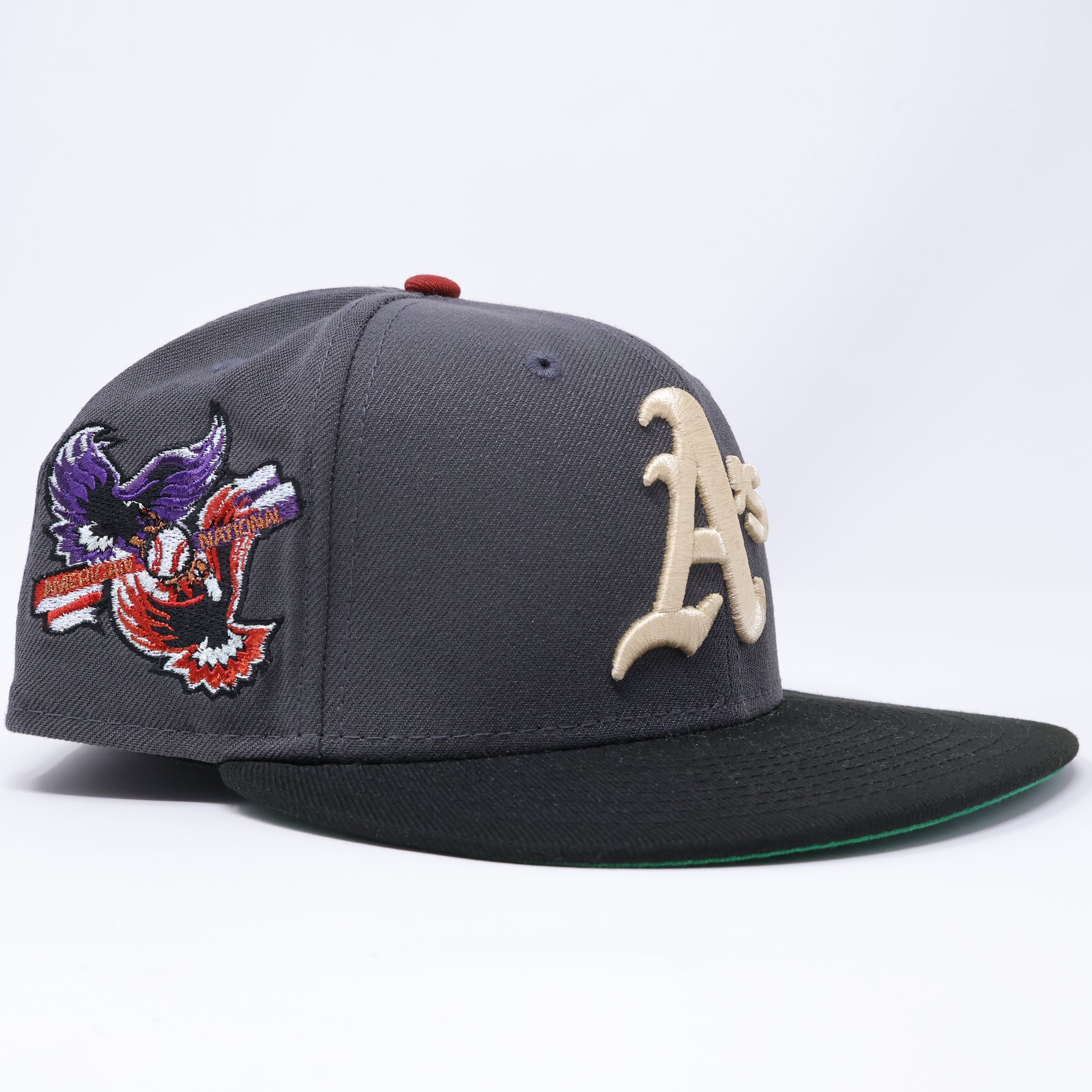 USED 7 Gray Oakland Athletics American National Patch 59fifty New Era Fitted Hat Cap