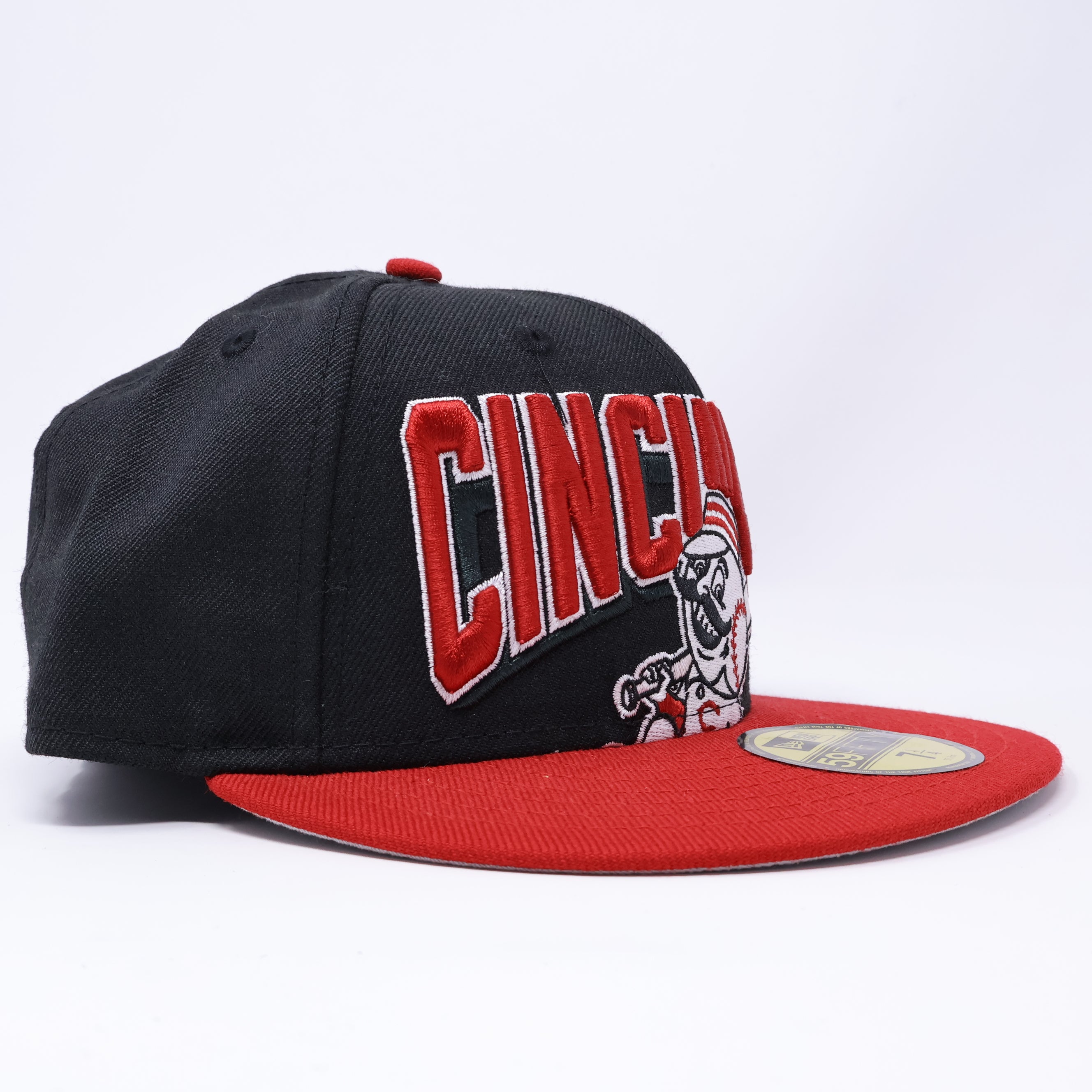 NWT 1/4 Black Cincinnati Reds Simple Clean Dope 59fifty New Era Fitted Hat Cap
