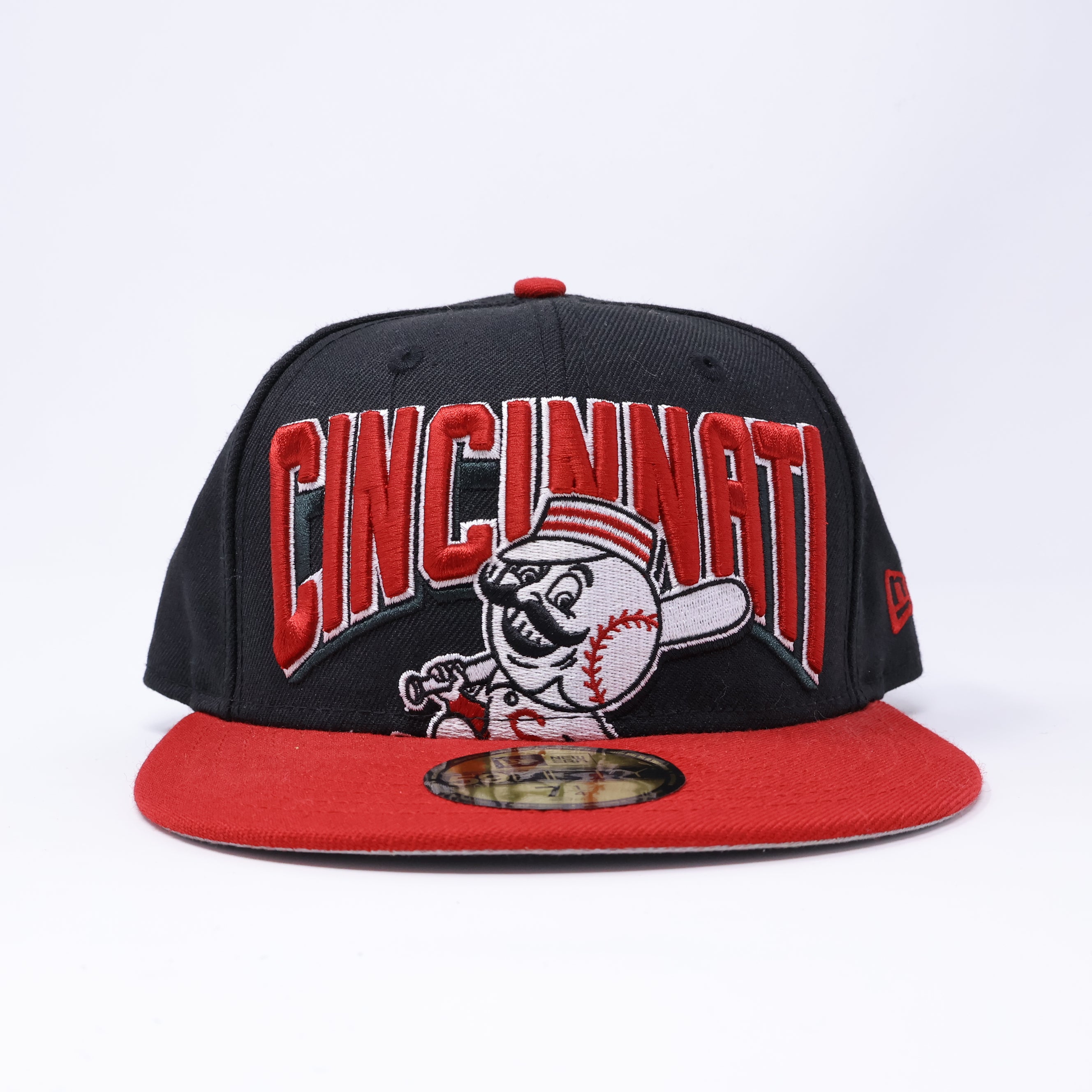 NWT 1/4 Black Cincinnati Reds Simple Clean Dope 59fifty New Era Fitted Hat Cap