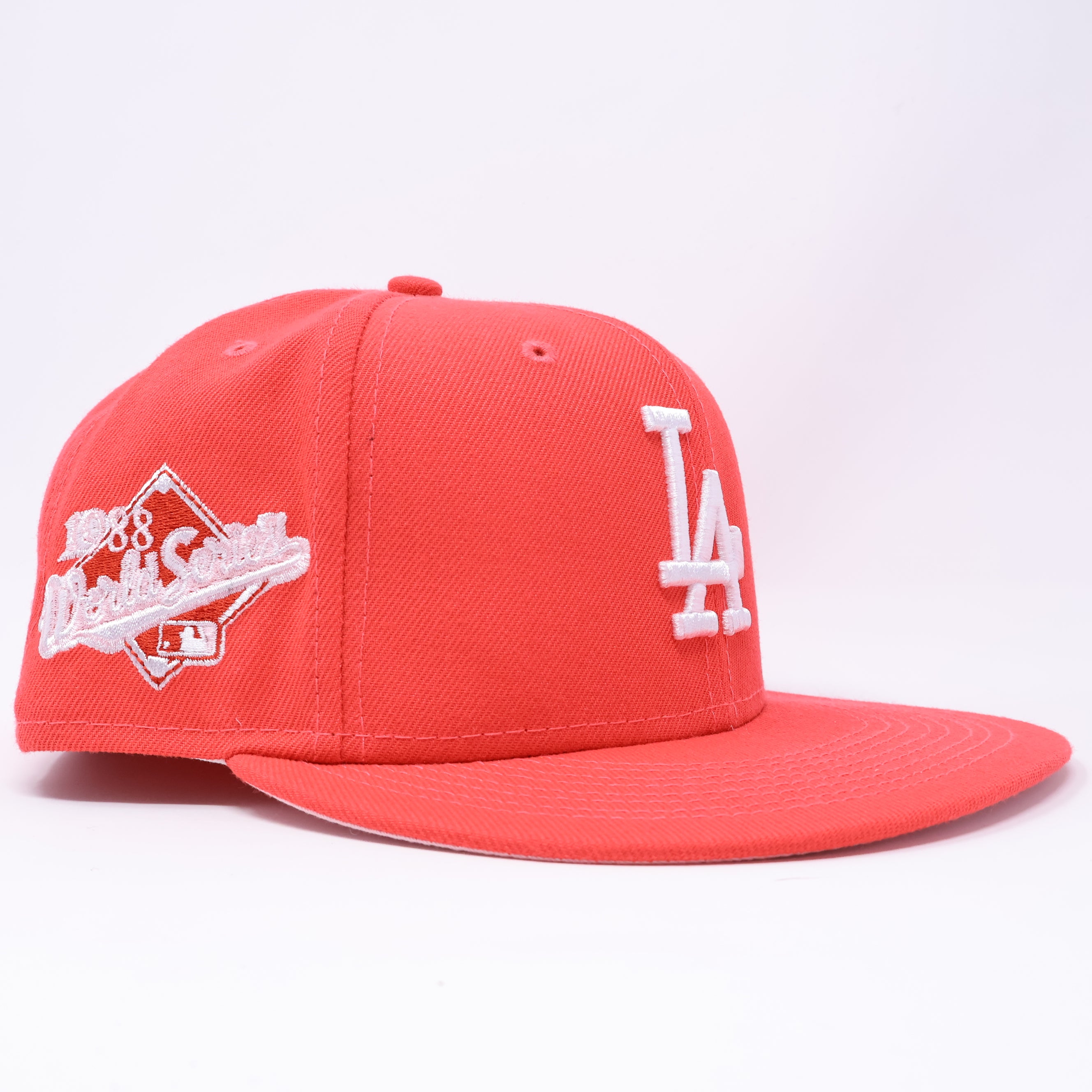 USED 1/2 Pink Los Angeles Dodgers 1988 World Series 59fifty New Era Fitted Hat Cap