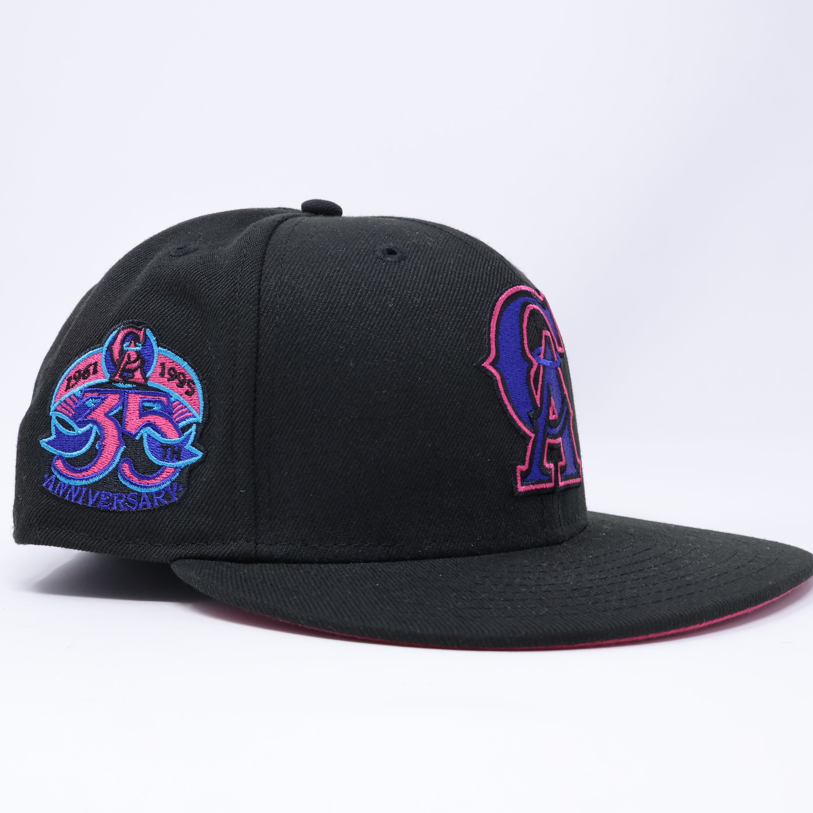 USED 1/2 Black Los Angeles Angels 35th Anniversary 59fifty New Era Fitted Hat Cap