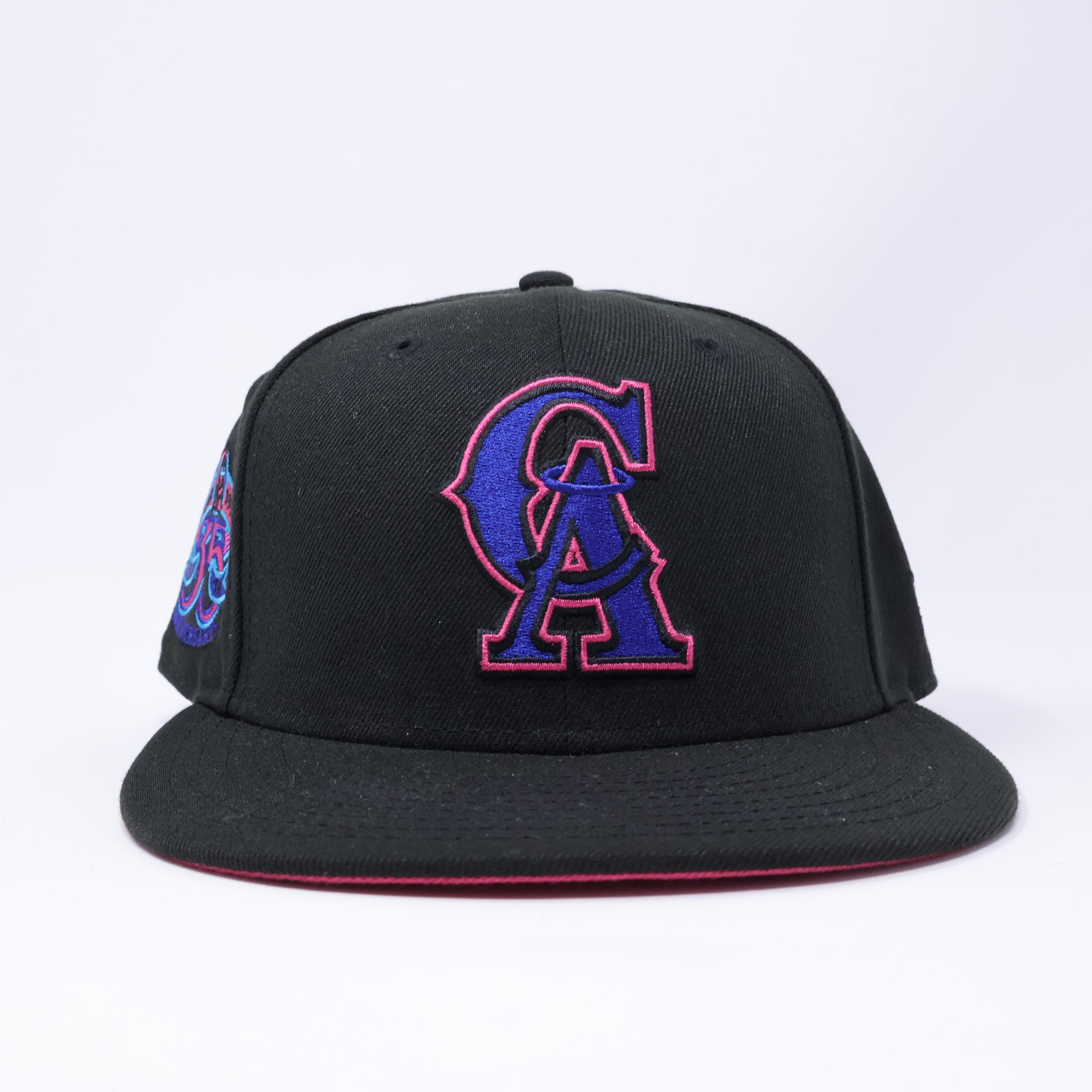 USED 1/2 Black Los Angeles Angels 35th Anniversary 59fifty New Era Fitted Hat Cap