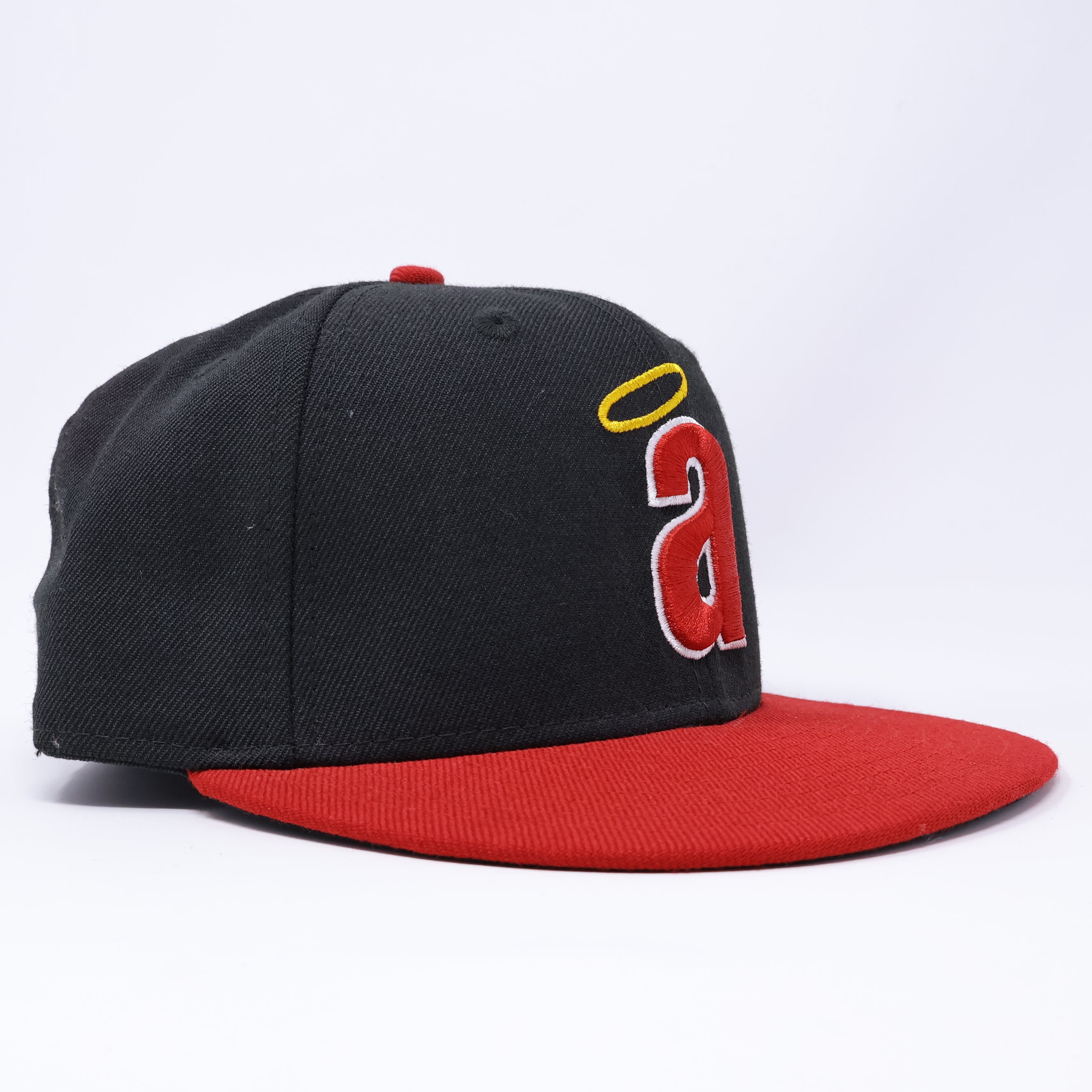 USED 1/8 Black Los Angeles Angels Simple Clean Dope 59fifty New Era Fitted Hat Cap