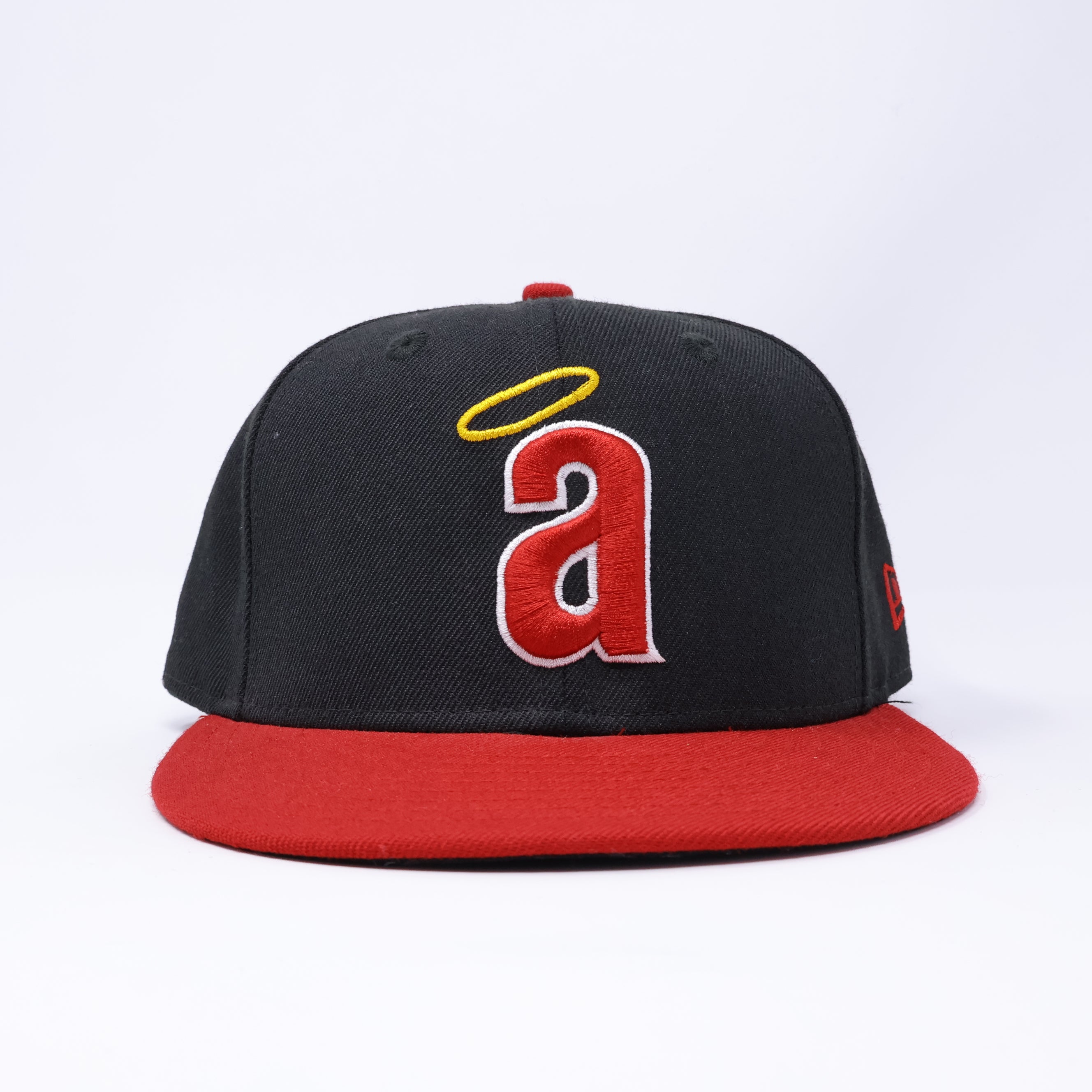 USED 1/8 Black Los Angeles Angels Simple Clean Dope 59fifty New Era Fitted Hat Cap