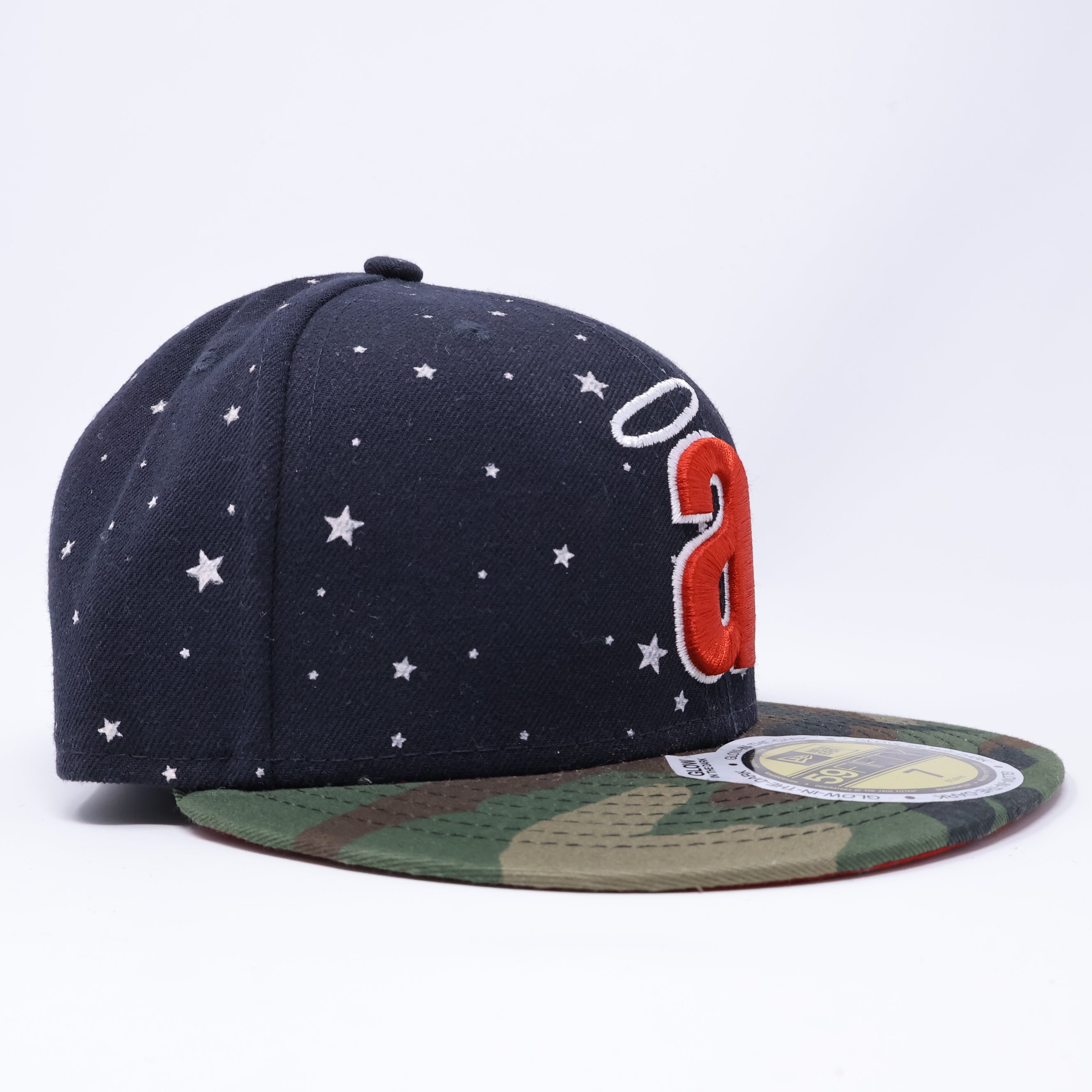 NWT 7 Navy Los Angeles Angels Glow in the Dark 59fifty New Era Fitted Hat Cap