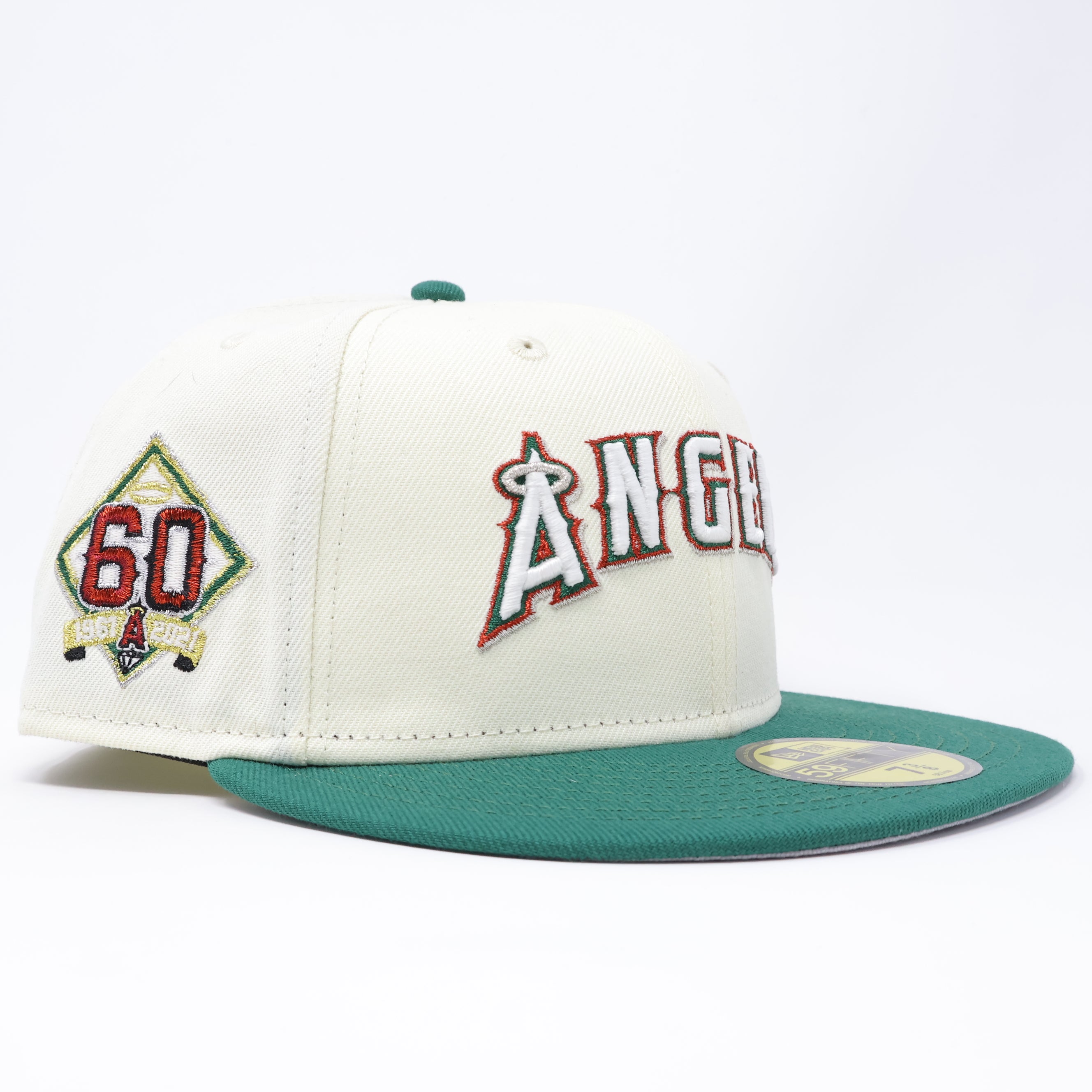 NWT 3/8 Chrome Los Angeles Angels 60th Anniversary 59fifty New Era Fitted Hat Cap