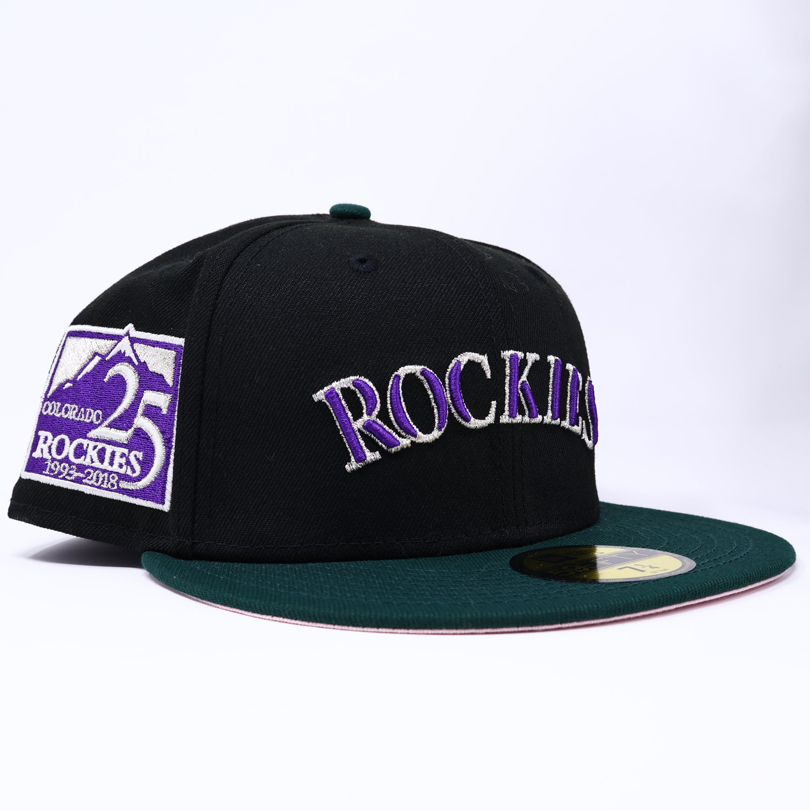 NWT 1/4 Black Colorado Rockies 25th Anniversary 59fifty New Era Fitted Hat Cap
