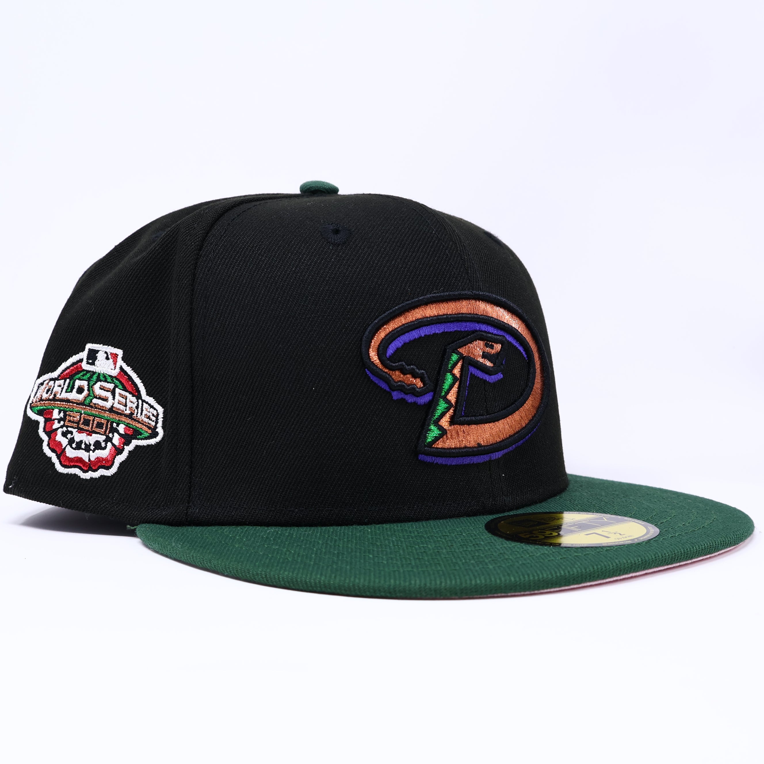 NWT 1/2 Black Arziona Diamondbacks 2001 World Series 59fifty New Era Fitted Hat Cap