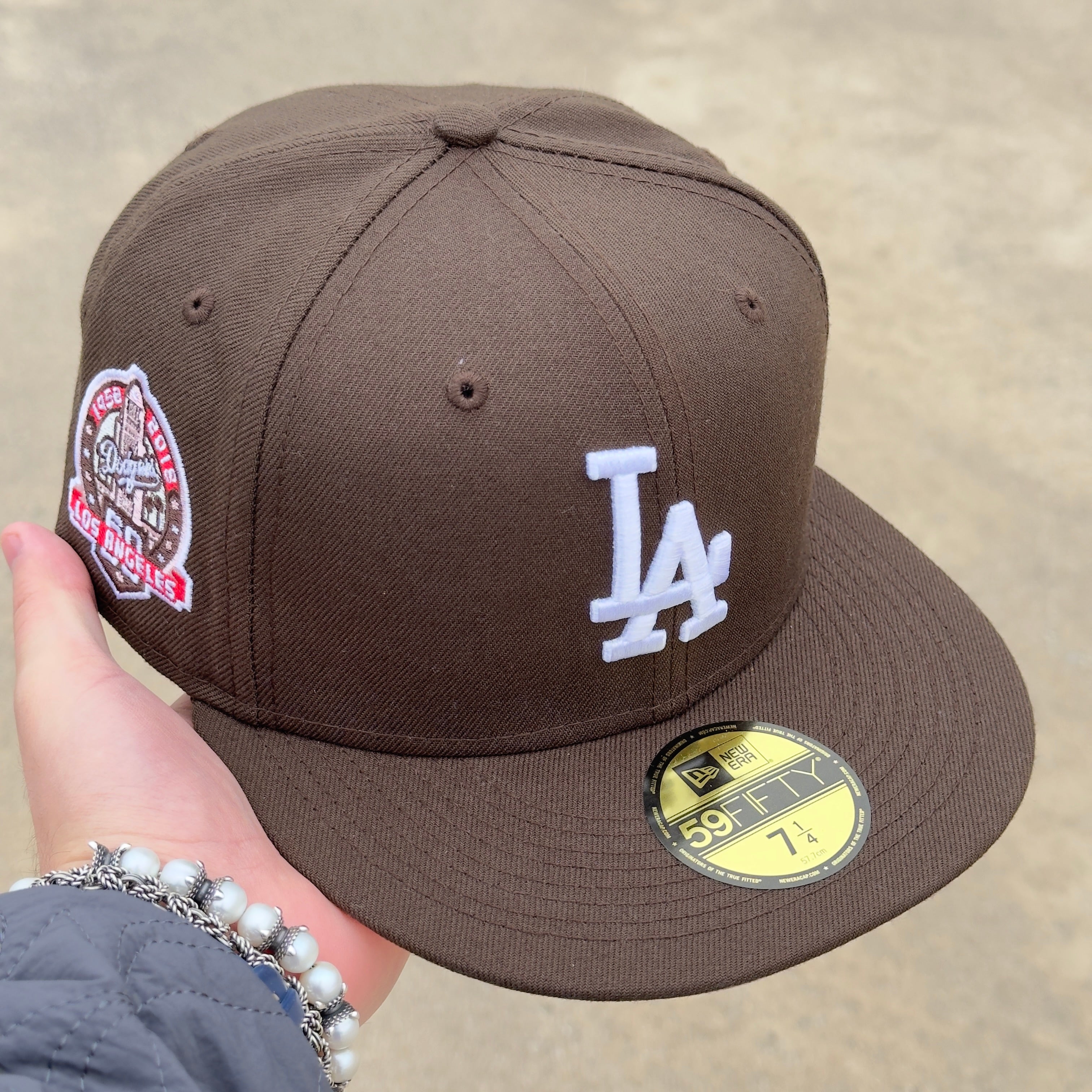 7 1/4 Brown Los Angeles Dodgers 1958 2018 59fifty New Era Fitted Cap Hat