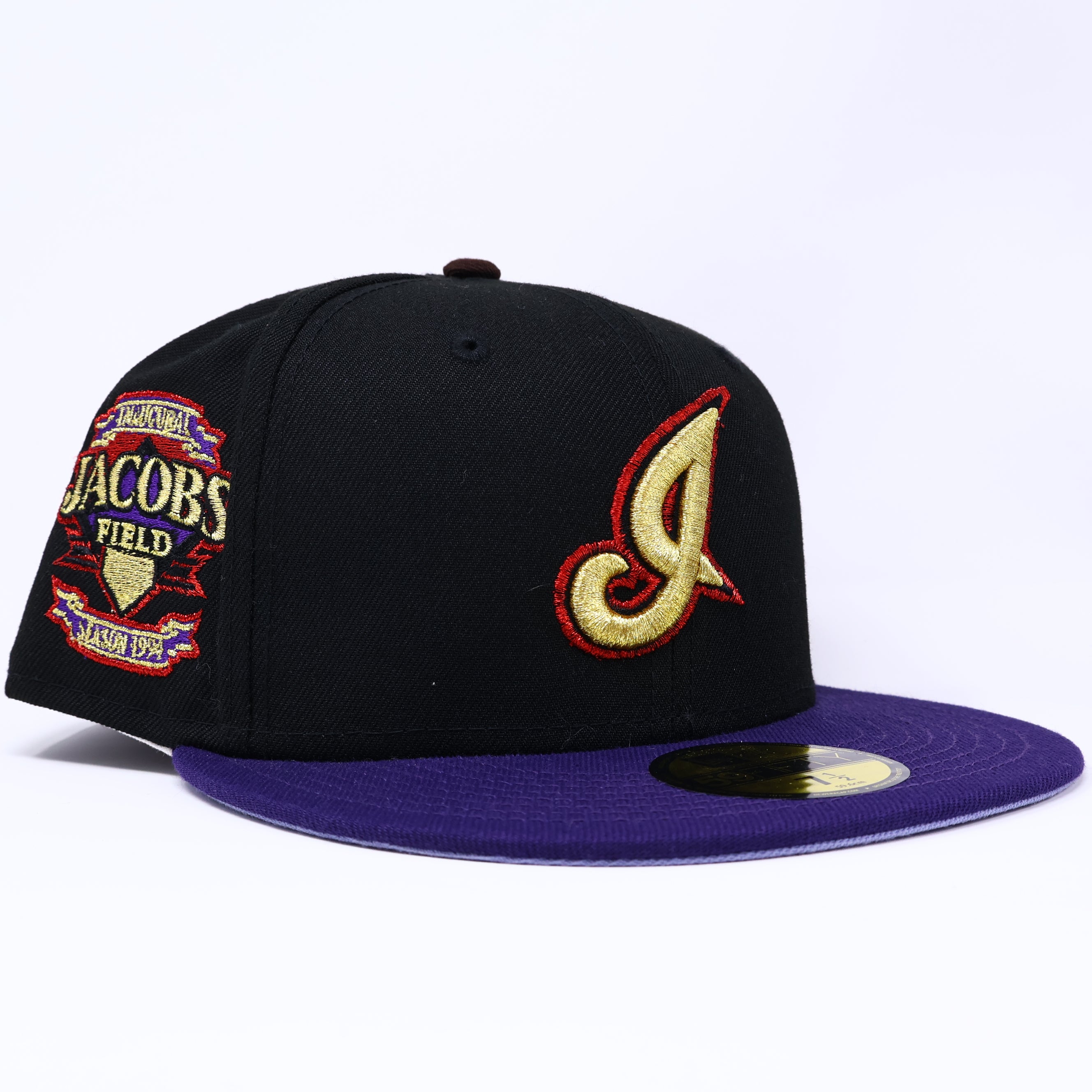NWT 1/2 Black Cleveland Indians Jacobs Field 59fifty New Era Fitted Hat Cap
