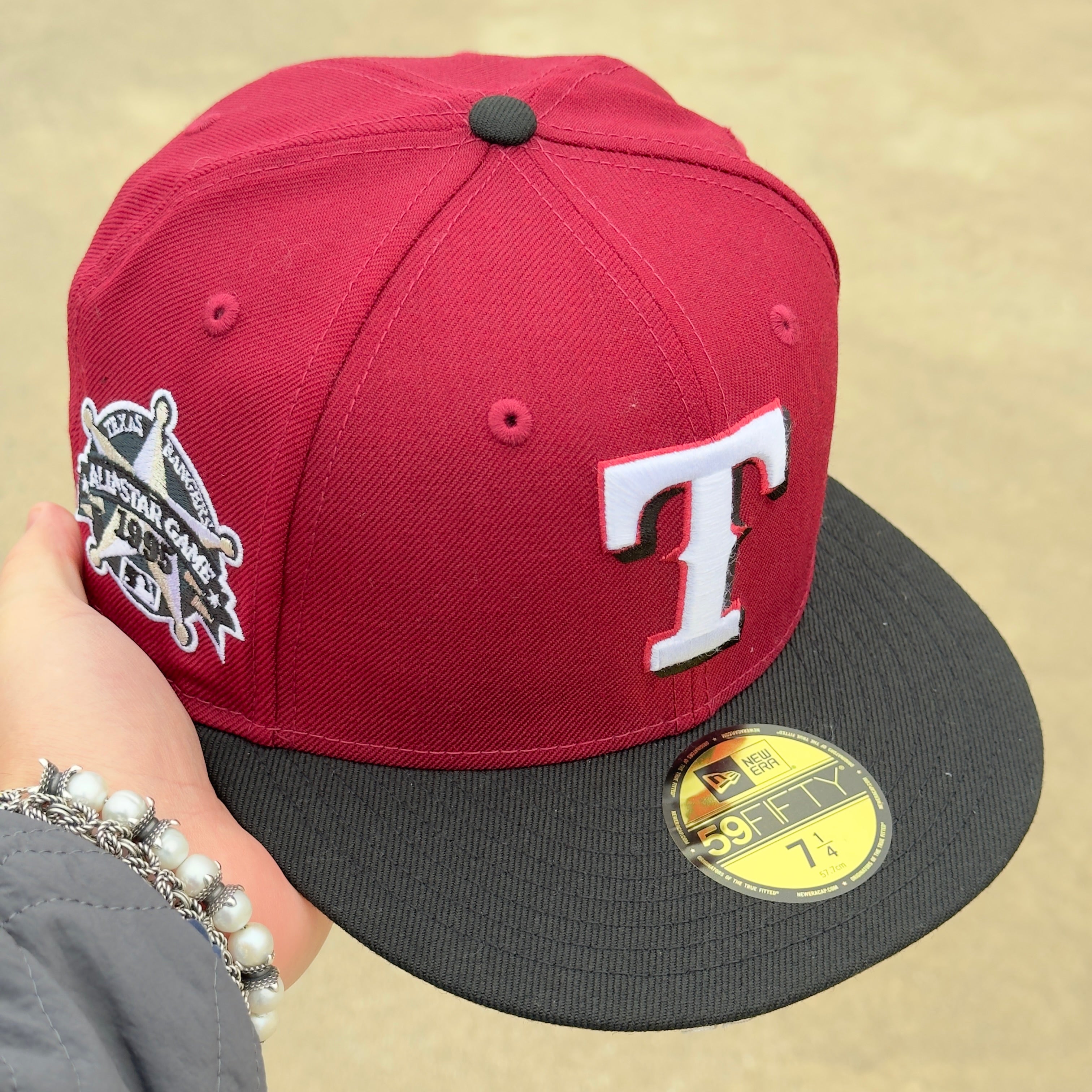 7 1/4 Burgundy Texas Rangers 1995 All Star Game A&M 59fifty New Era Fitted Cap