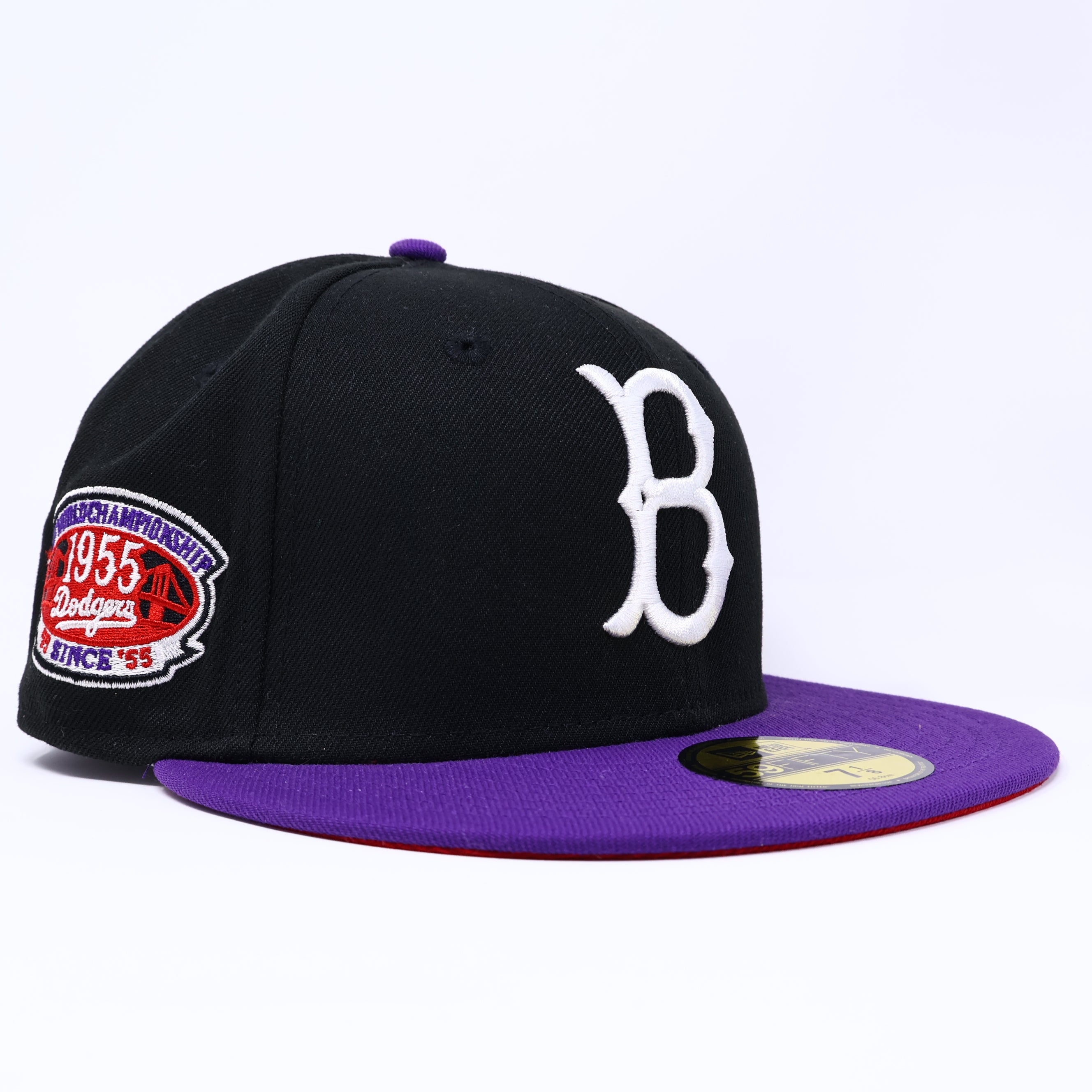 NEW 1/8 Black Brooklyn Dodgers 1955 World Champ 59fifty New Era Fitted Hat Cap