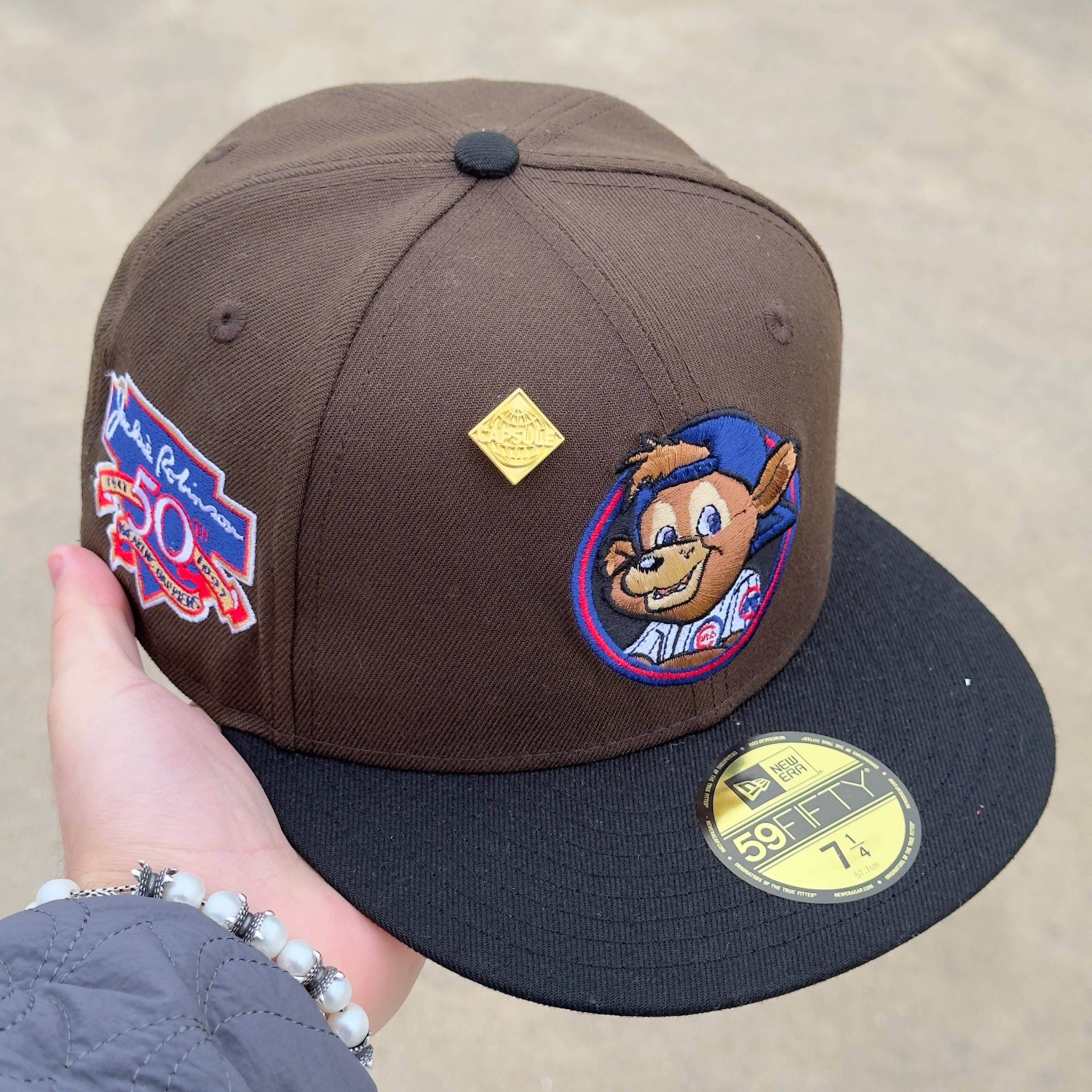 7 1/4 Brown Chicago Cubs Clark Mascot Jackie Robinson 59fifty New Era Fitted Cap Hat