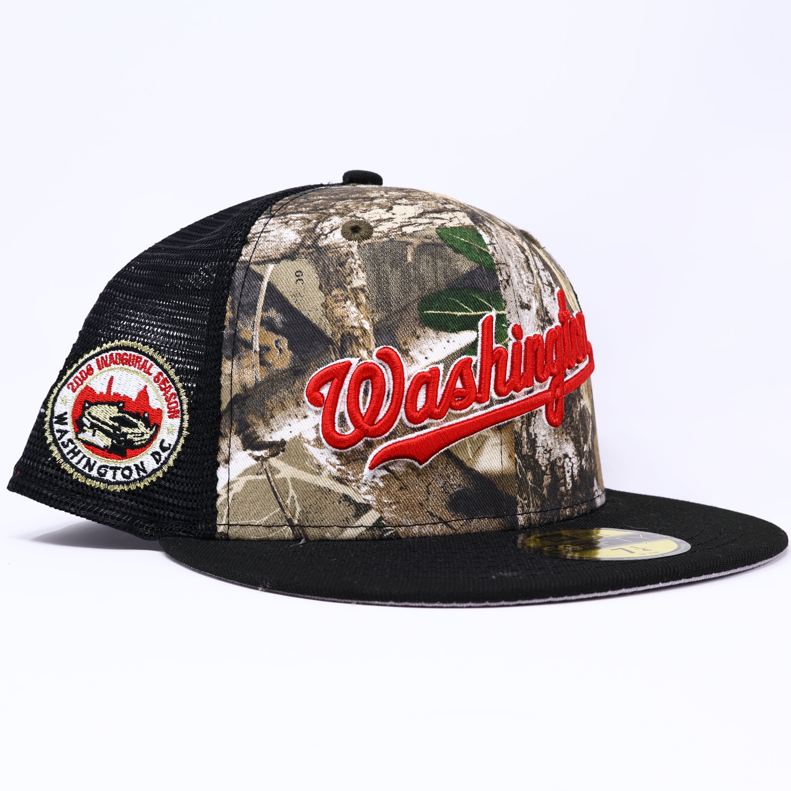 NWT 1/4 Black Trucker Washington Nationals 2008 Inaugural 59fifty New Era Fitted Hat Cap