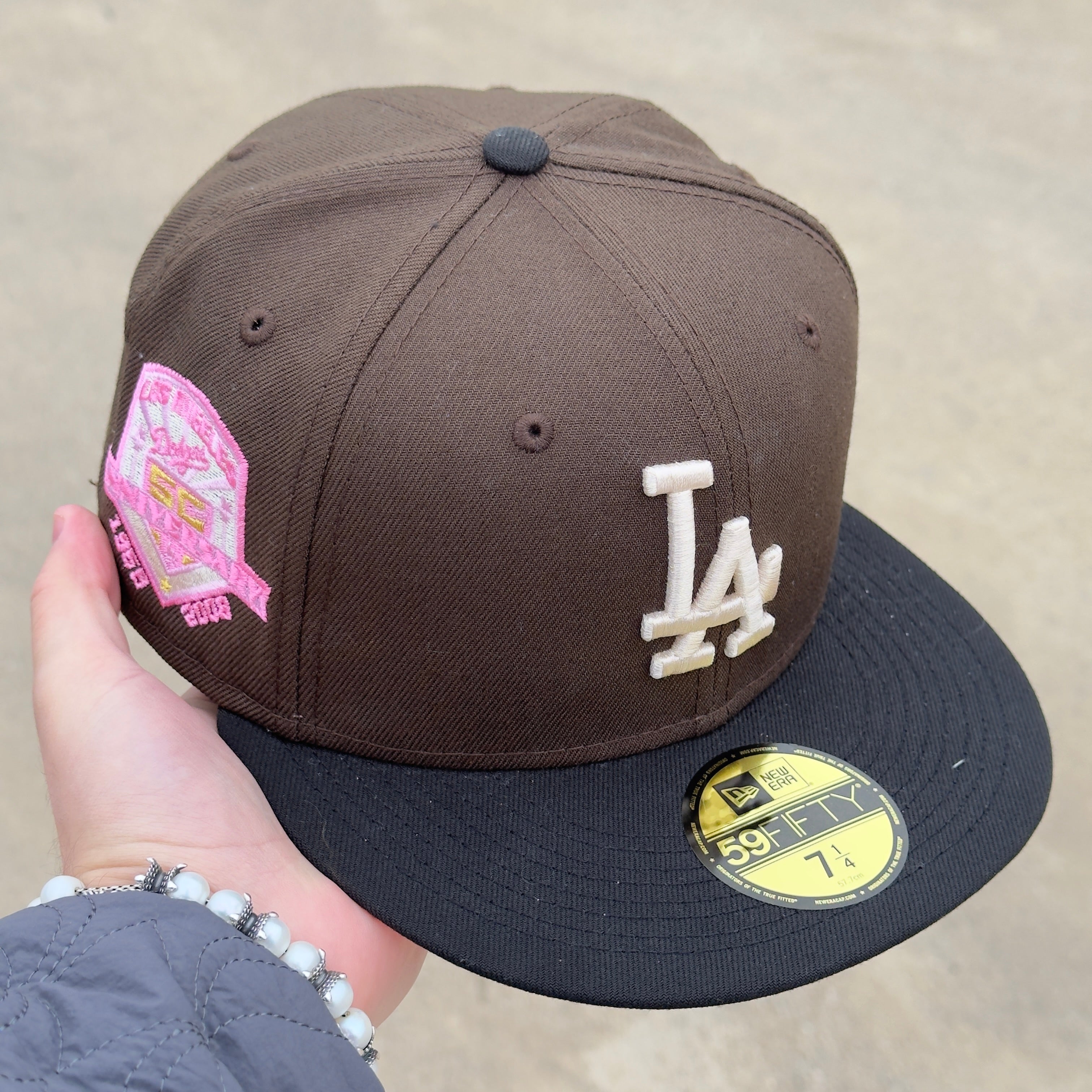 7 1/4 Brown Los Angeles Dodgers 50th Anniversary 59fifty New Era Fitted Cap Hat