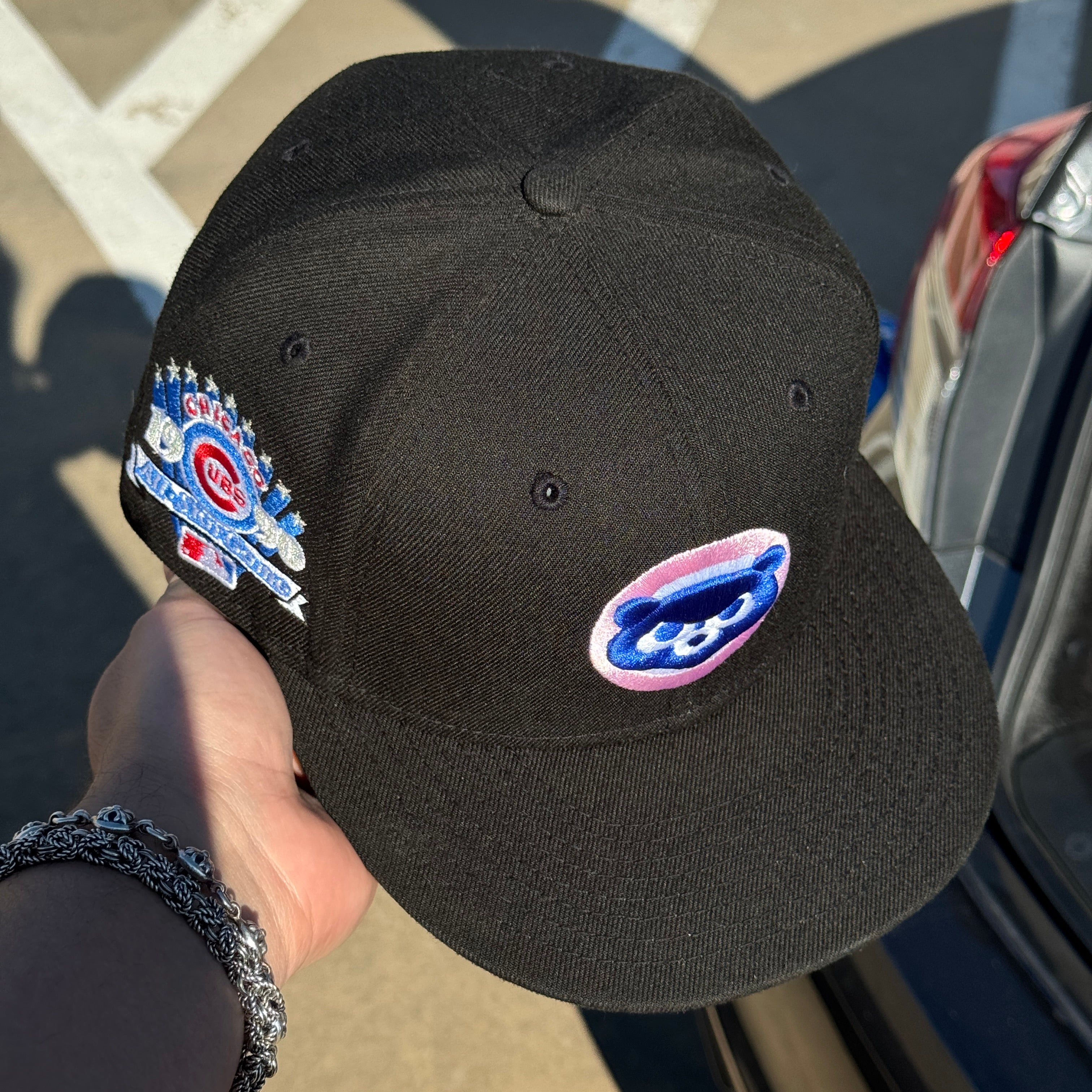 USED 1/2 Black Chicago Cubs 1990 All Star Game 59fifty New Era Fitted Hat Cap