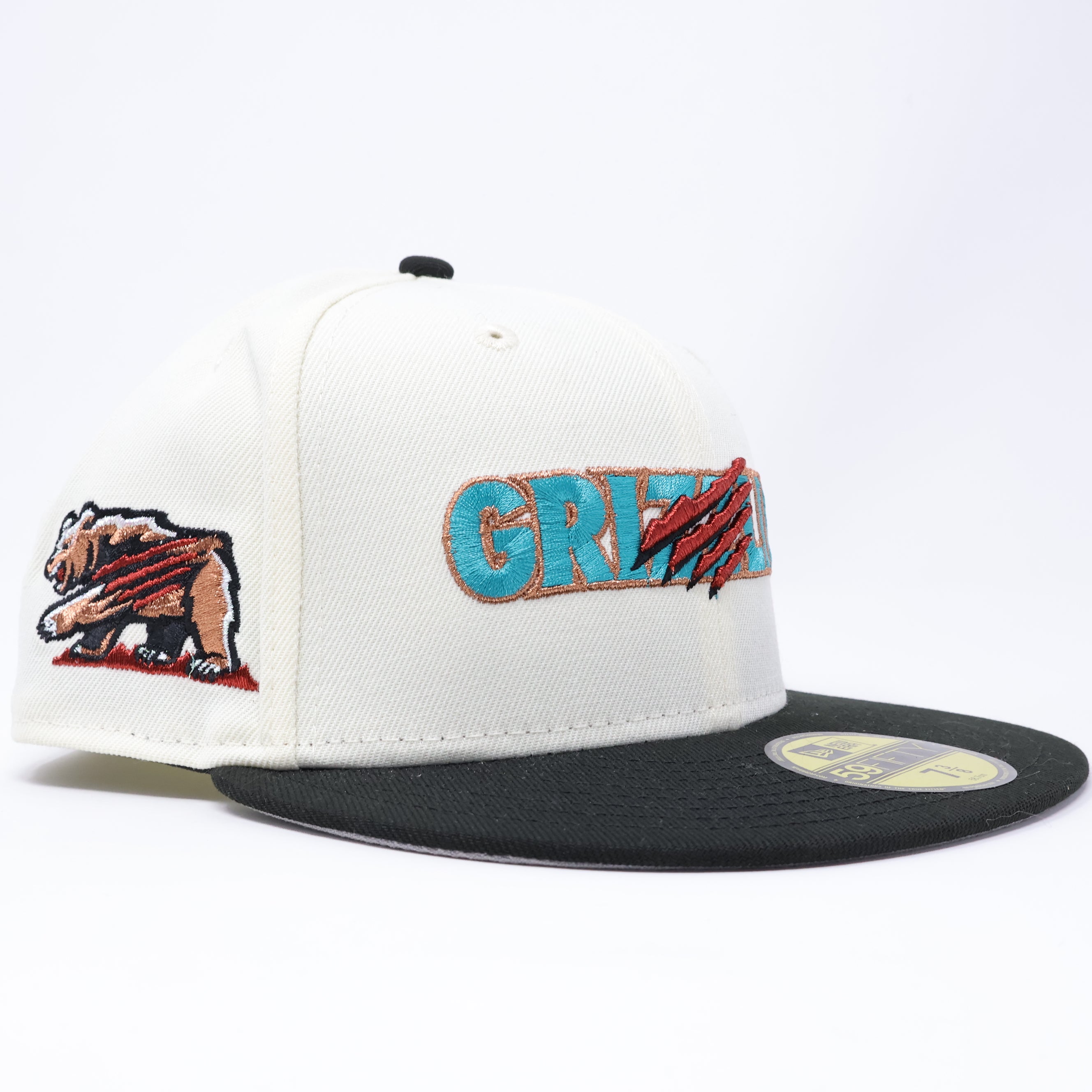 NWT 3/8 Chrome Fresno Grizzlies Bear Logo 59fifty New Era Fitted Hat Cap