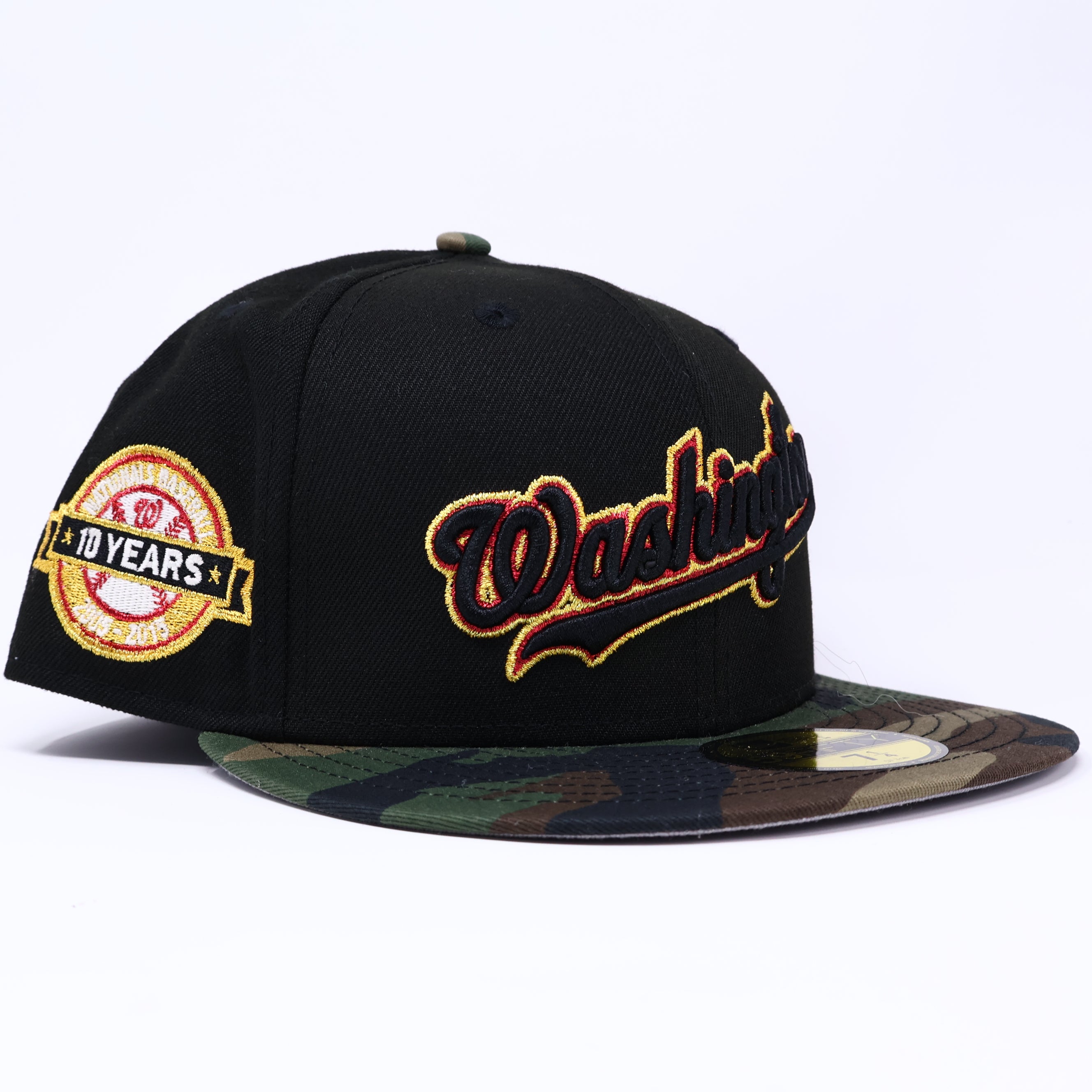 NWT 1/4 Black Washington Nationals 10 Years 59fifty New Era Fitted Hat Cap
