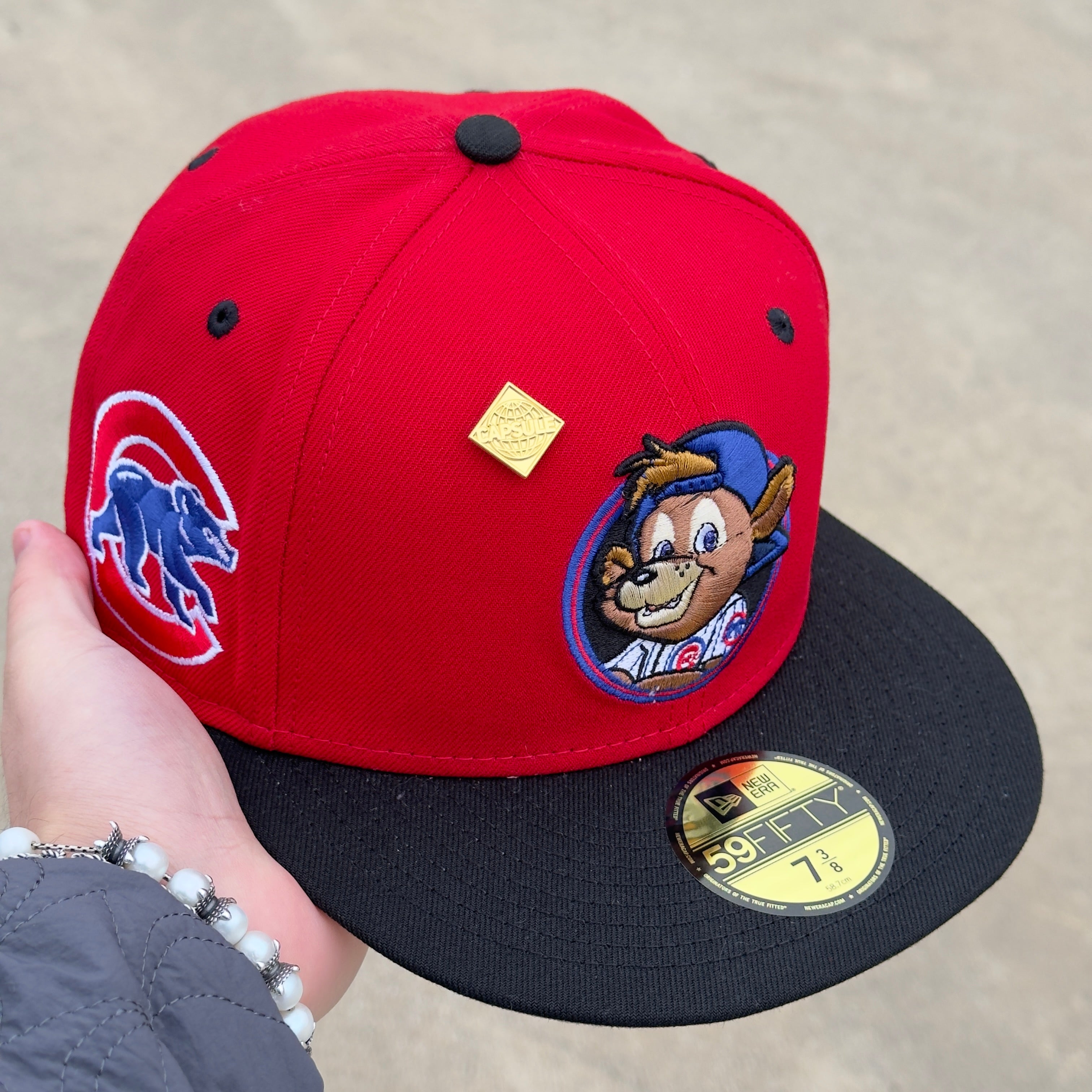 7 3/8 Red Chicago Cubs Clark Mascot MLB 59fifty New Era Fitted Cap Hat