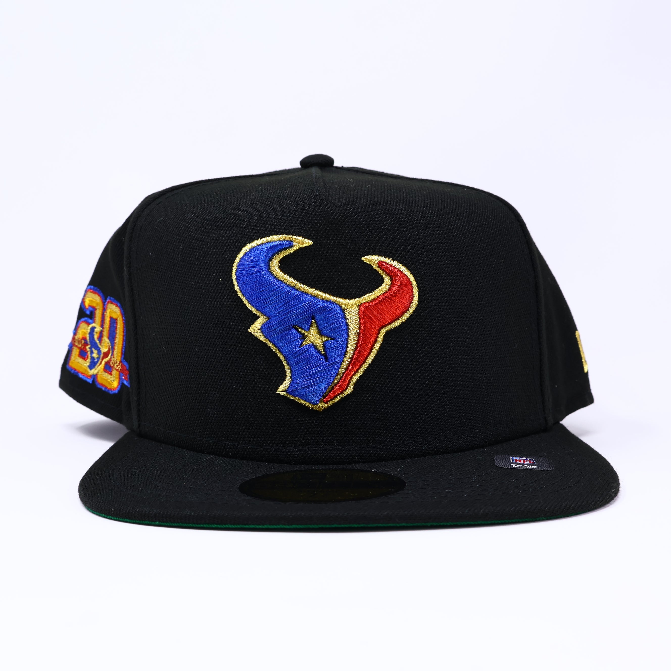 NWT Black Houston Texans 20th Anniversary 59fifty A-Frame New Era Fitted Hat Cap