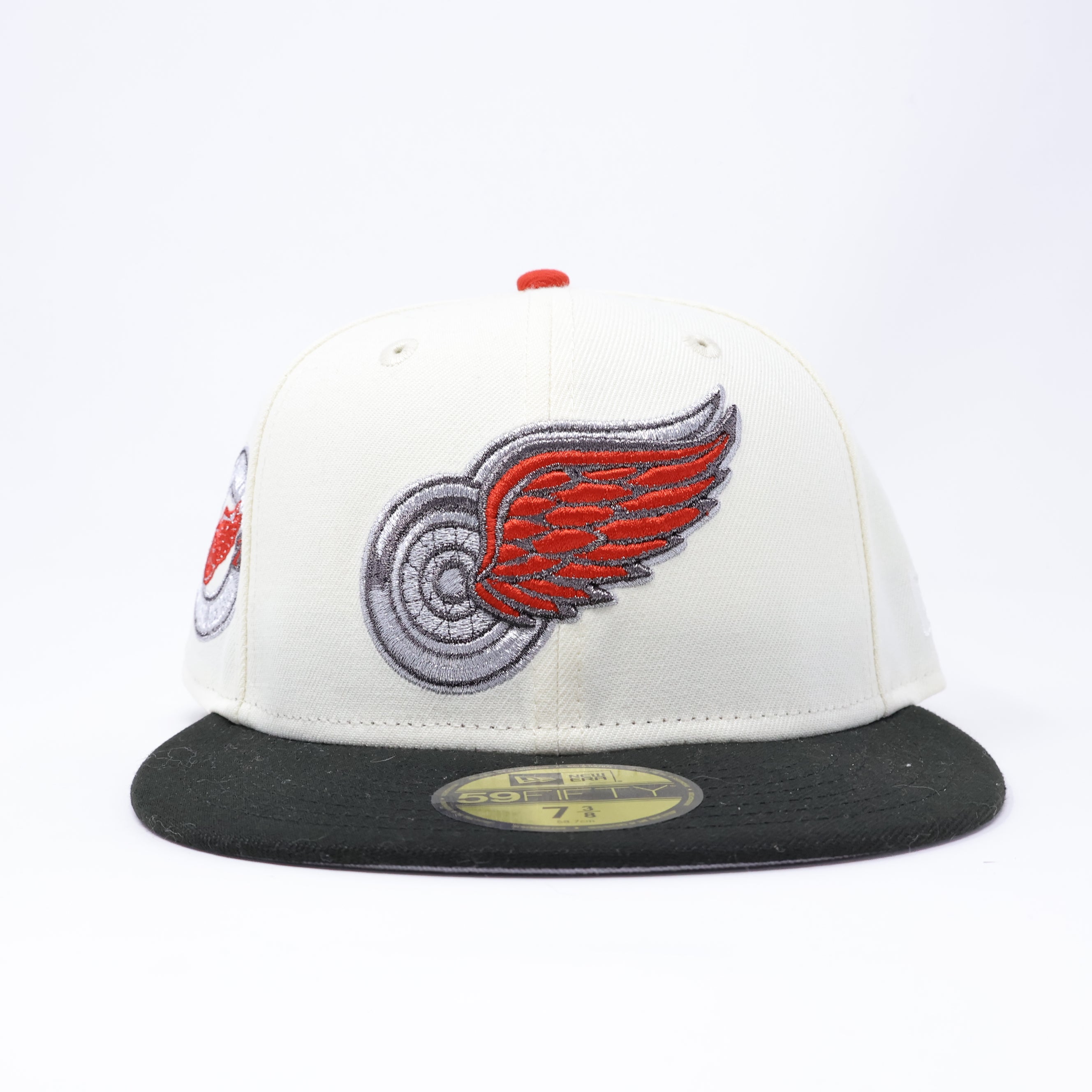 NWT 3/8 Chrome Detroit Red Wings 1926 Patch 59fifty New Era Fitted Hat Cap