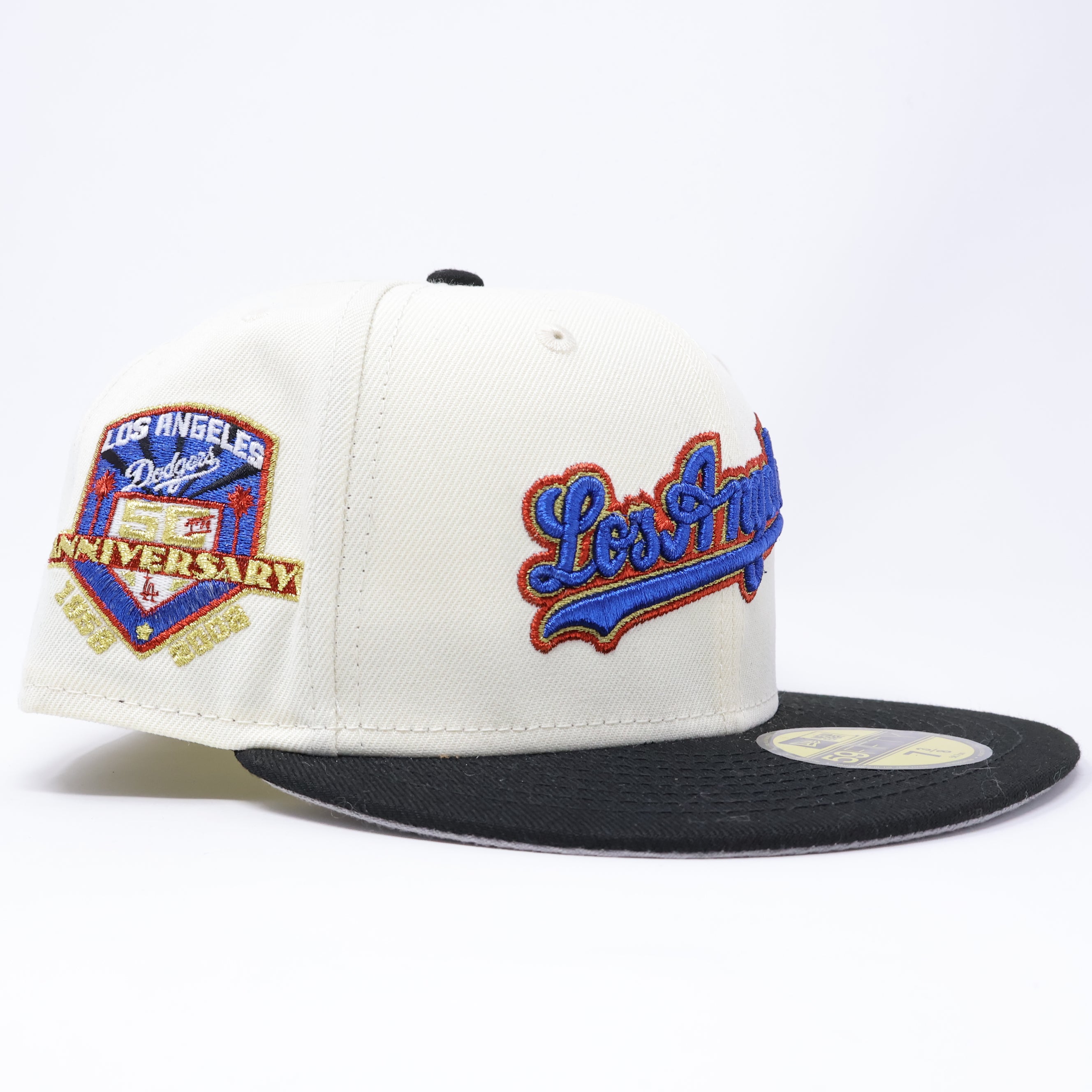 NWT 3/8 Chrome Los Angeles Dodgers 50th Anniversary 59fifty New Era Fitted Hat Cap