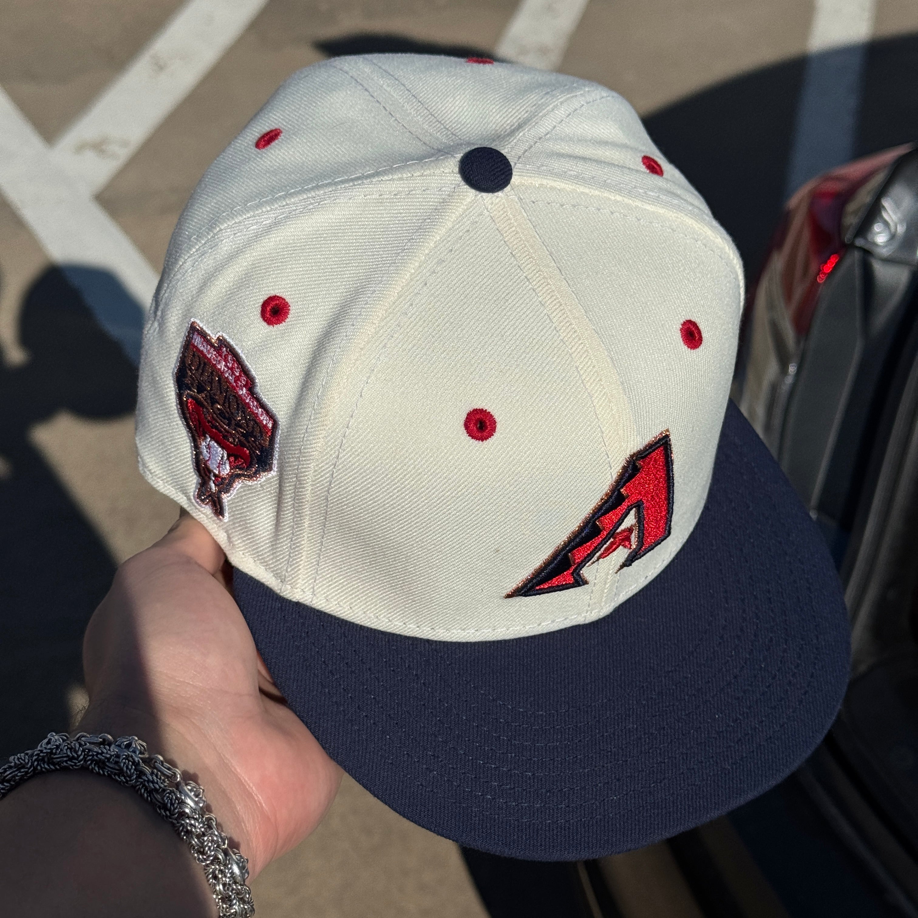 USED 1/2 Chrome Arizona Diamondbacks 1998 Inaugural Season 59fifty New Era Fitted Hat Cap