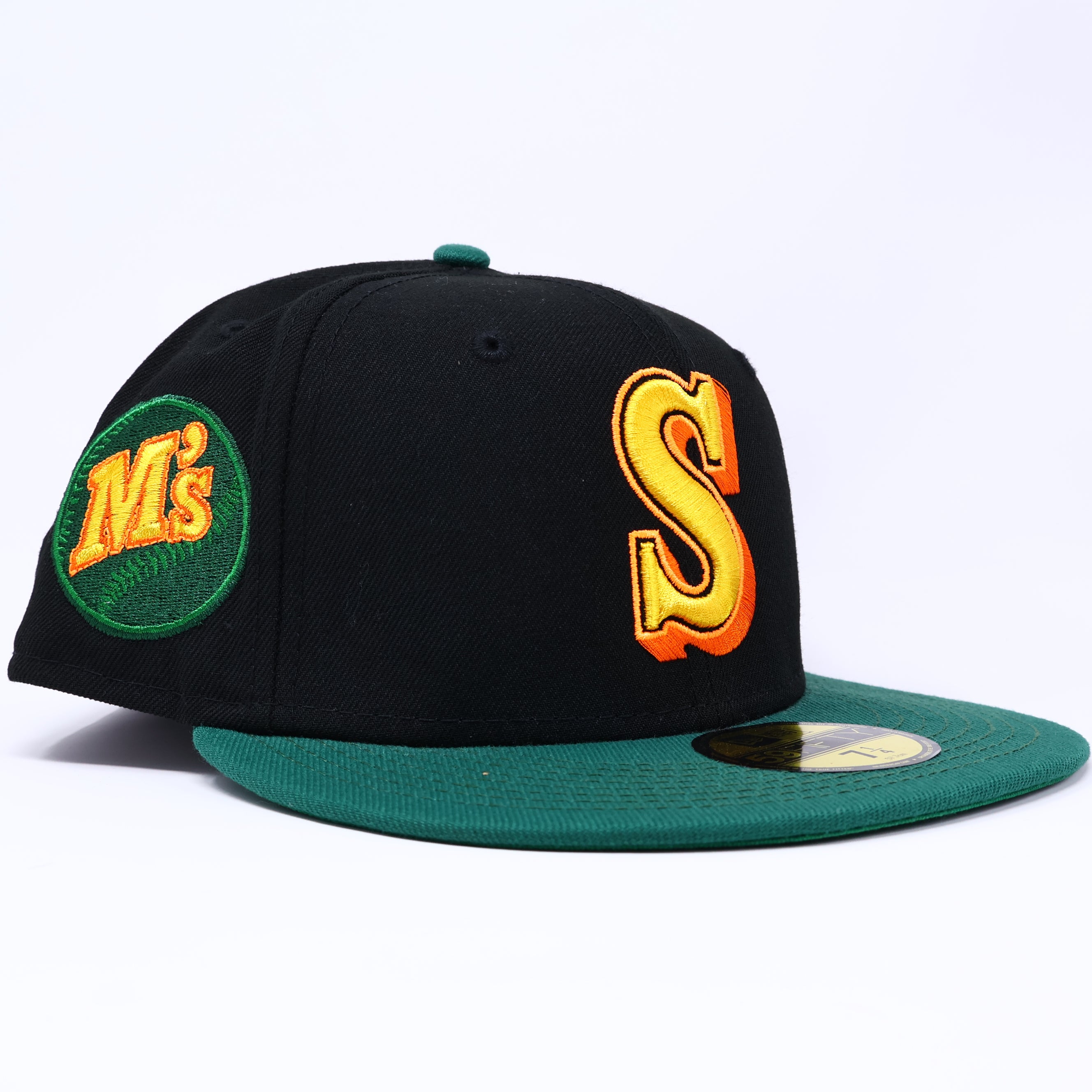 NEW 1/4 Black Seattle Mariners M's Logo 59fifty New Era Fitted Hat Cap