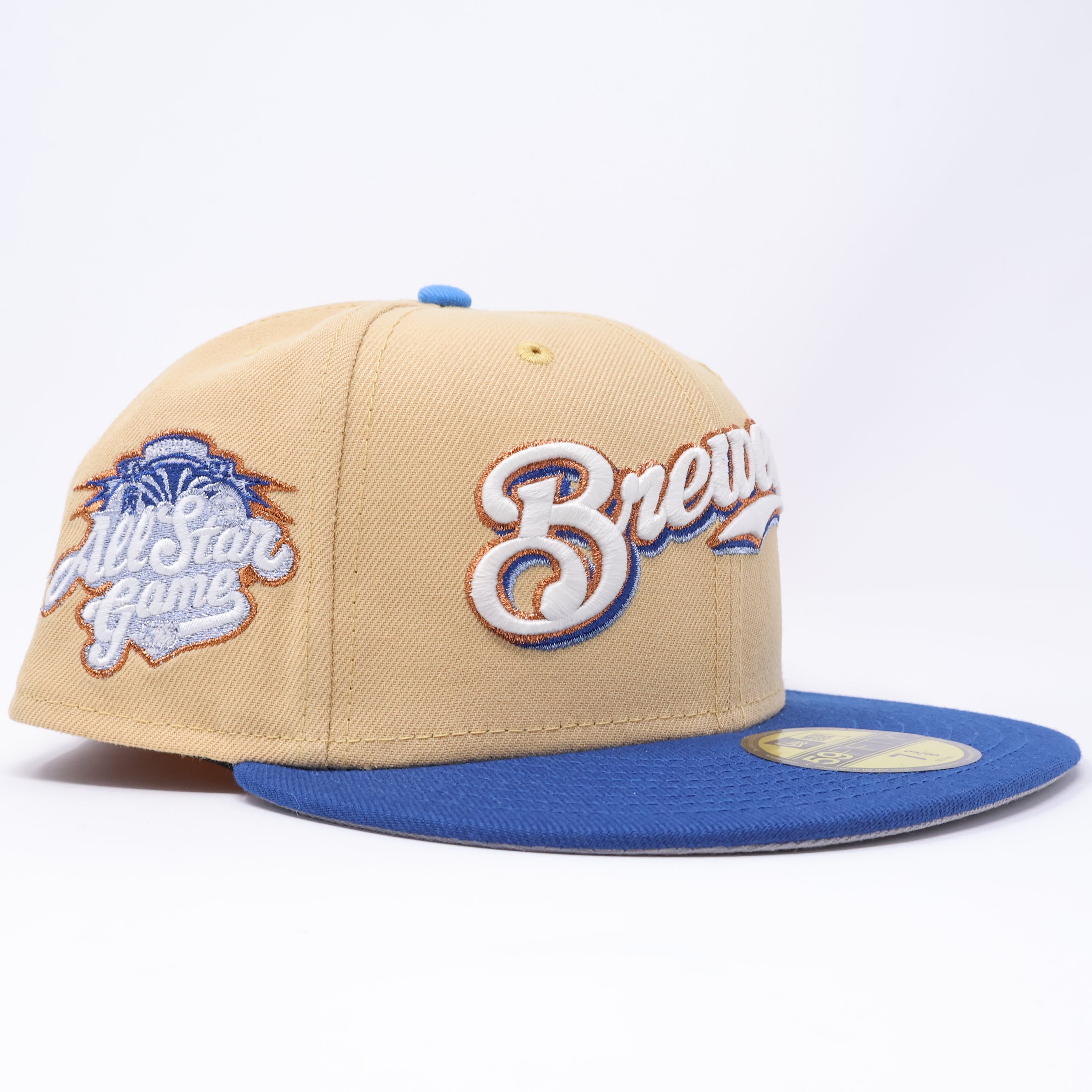 NWT 3/8 Khaki Milwaukee Brewers All-Star Game 59fifty New Era Fitted Hat Cap