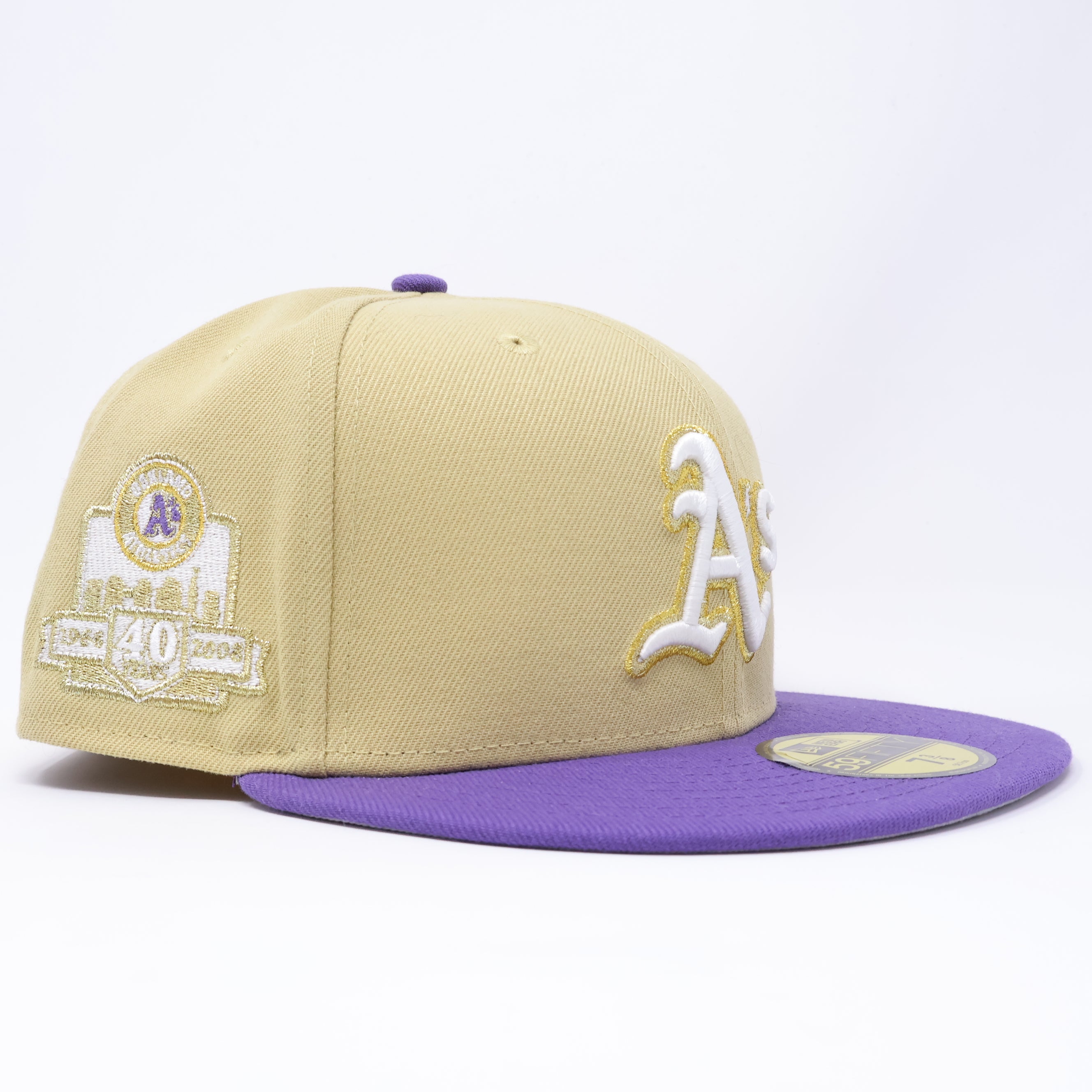 NWT 3/8 Khaki Oakland Athletics 40th Anniversary 59fifty New Era Fitted Hat Cap