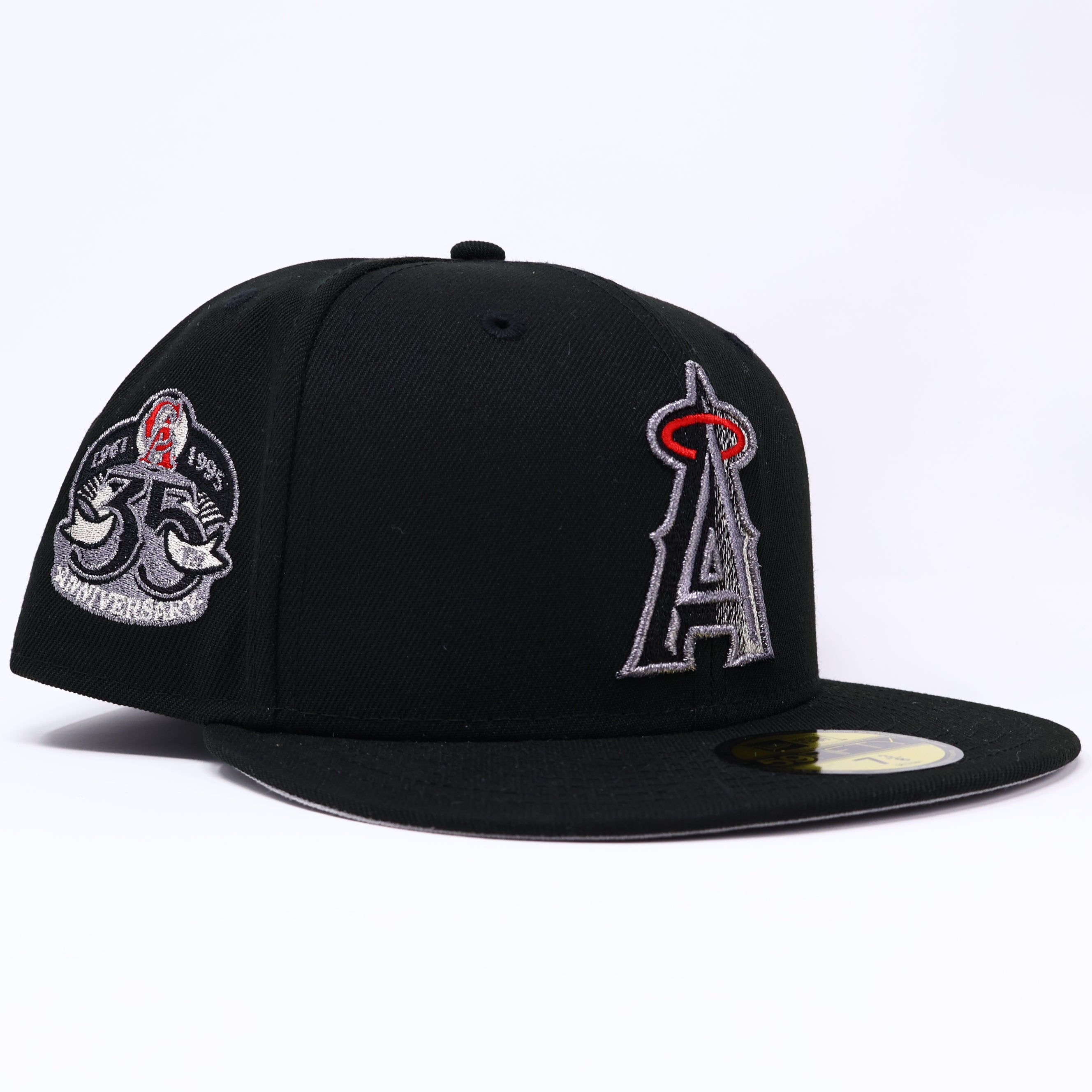NWT 3/8 Black Los Angeles Angels 35th Anniversary 59fifty New Era Fitted Hat Cap