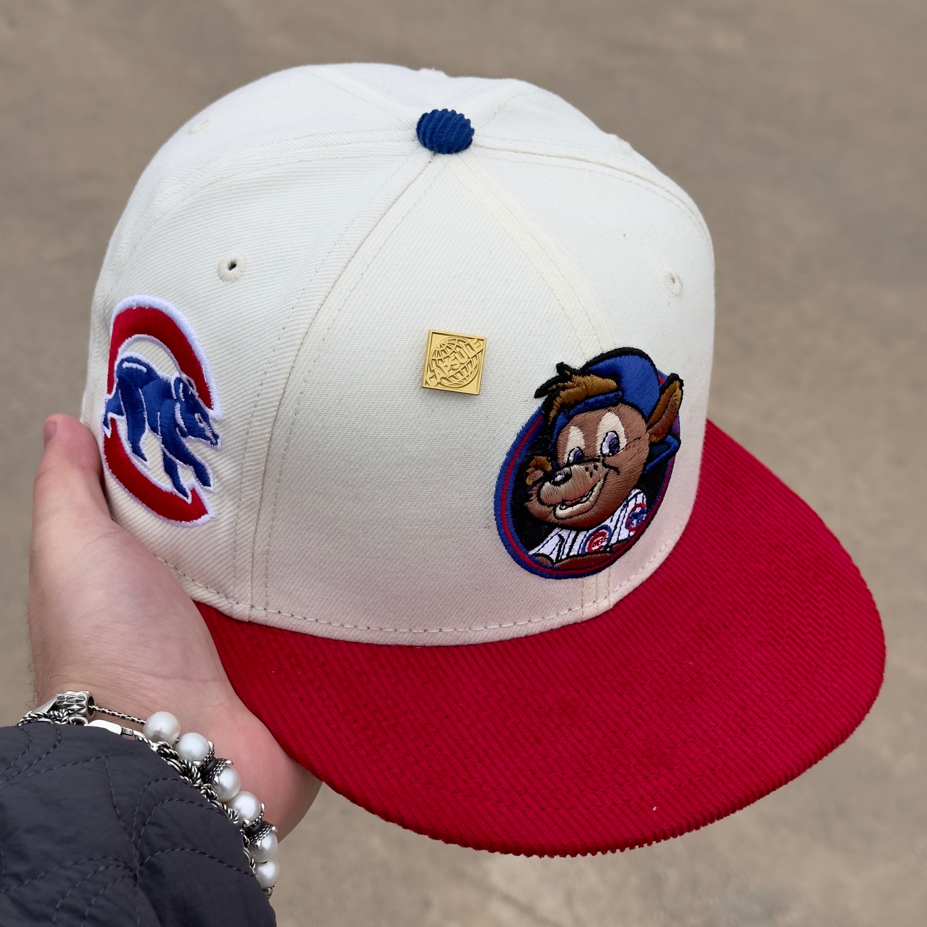 7 3/8 Chrome Corduroy Chicago Cubs Clark Mascot MLB 59fifty New Era Fitted Cap Hat